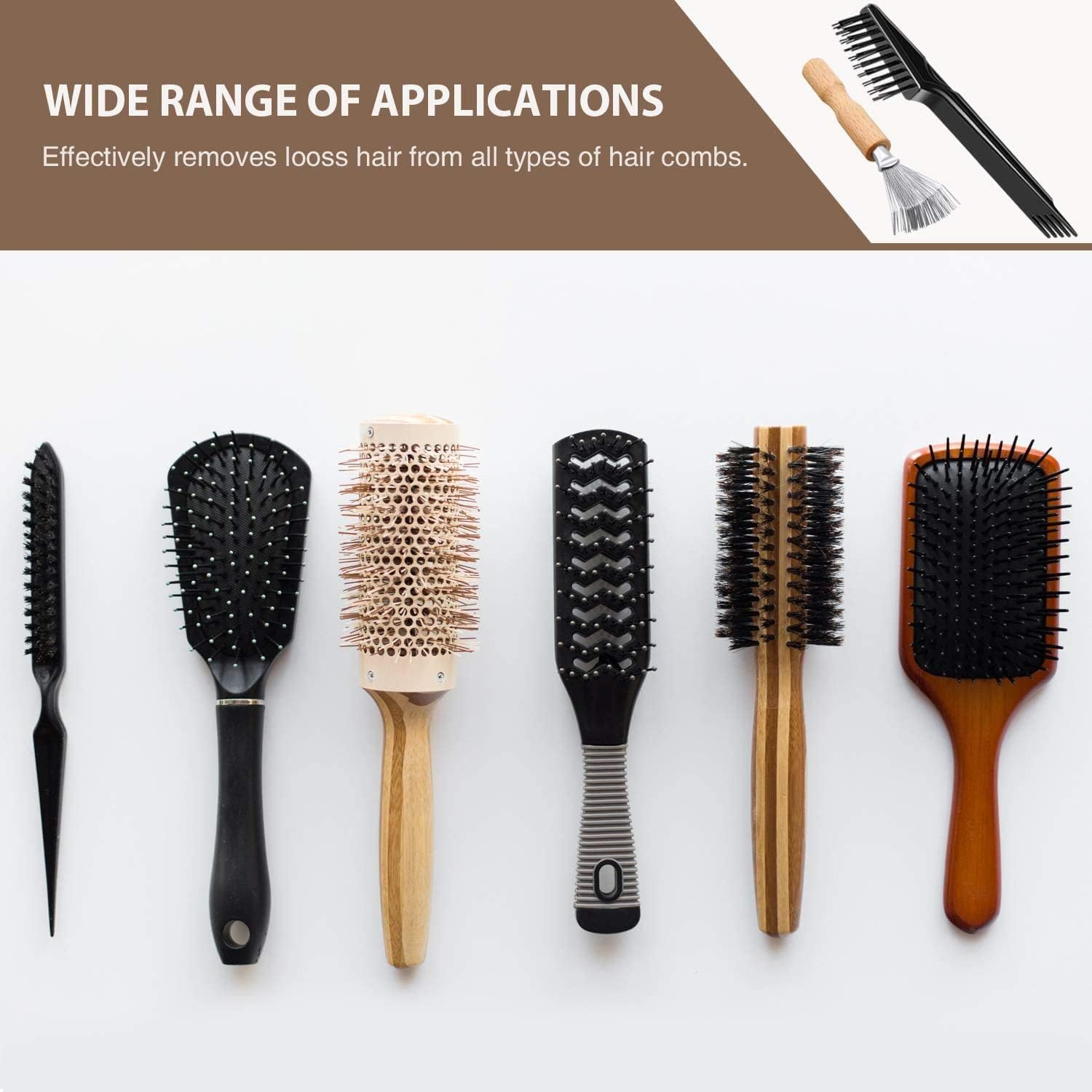 Hair Brush Cleaning Tool, WADY 2Pcs Hair Brush Cleaner, Comb Cleaning Brush Comb Cleaner Brush Hair Brush Cleaner Mini Hair Brush Remover Used to Remove Hair Dust at Home for Home and Salon Use image number 6
