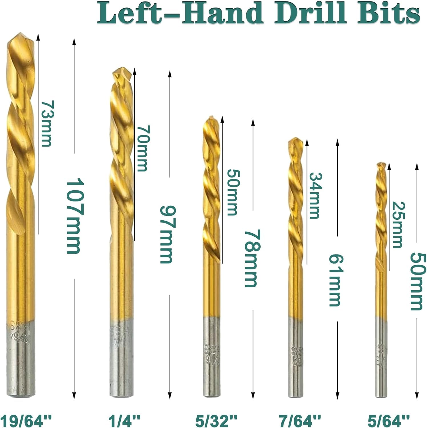 KEWAYO 10Pcs Screw Extractor and Left Hand Twist Drill Bit Set, HSS Steel Drill Bit, Reverse Drill Bit Extractor, for Removing Damaged Broken Screw and Bolt image number 3
