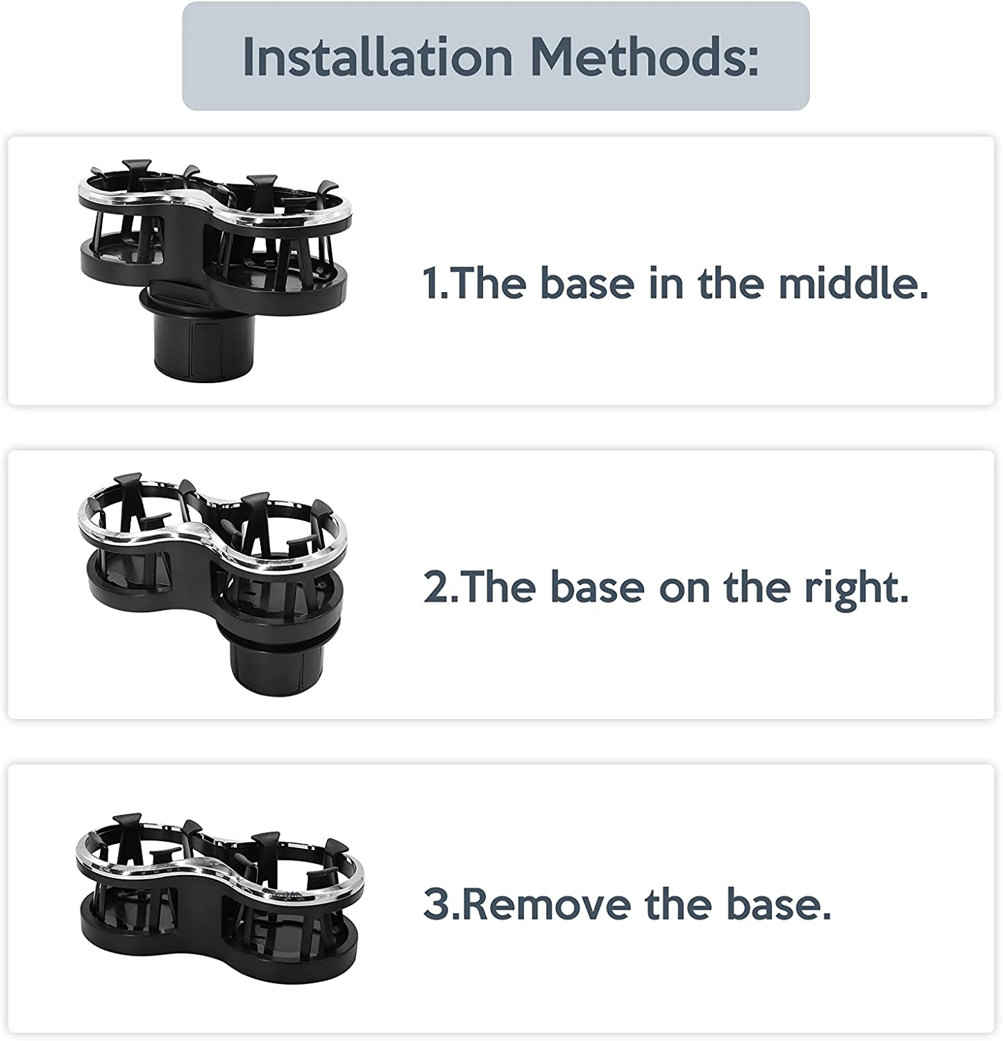 Car Cup Holder Expander Adapter Worthplanet Universal 2 in 1 Car Drink Holder Cup Mount Extender Organizer with 360&deg;Rotating Adjustable Base to Hold Drinks and Bottles W120011 image number 3