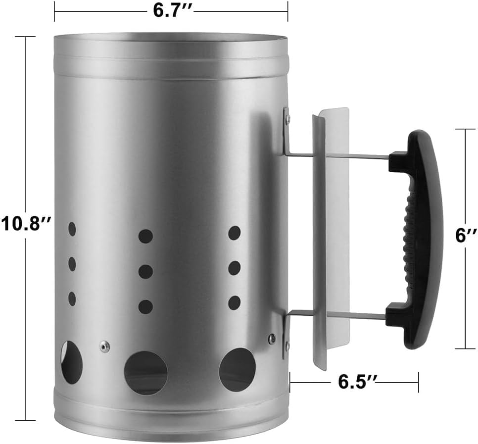 Charcoal Chimney Starter with Safety Handle Charcoal Igniter Chimney Starter for Charcoal Grills Briquette Starter for Barbecues (Black-Handle) image number 5