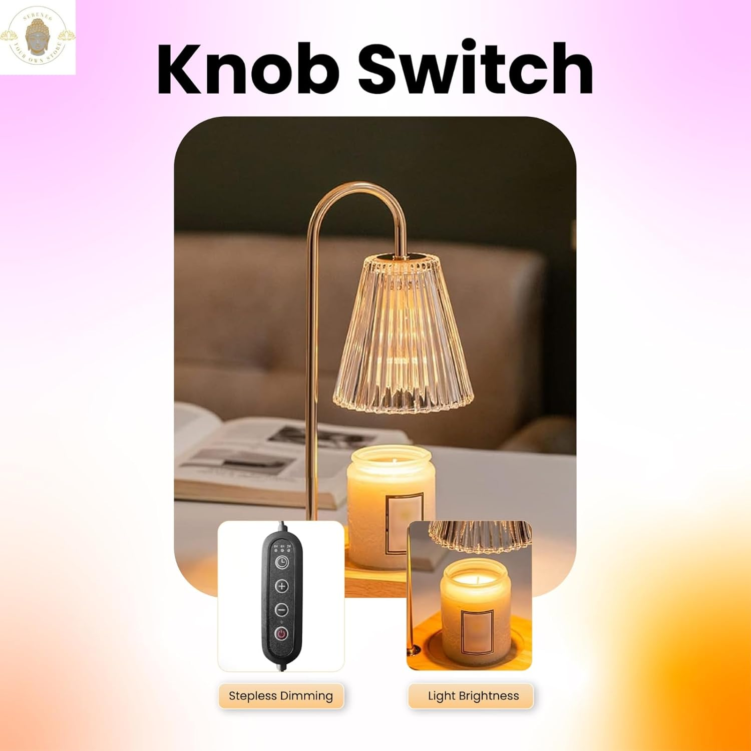 Candle Warmer Lamp & Wax Melter with Dimmable Light and Timer &ndash; Safe Flameless Fragrance Solution for Home & Office, Modern Decorative Design by Serene6