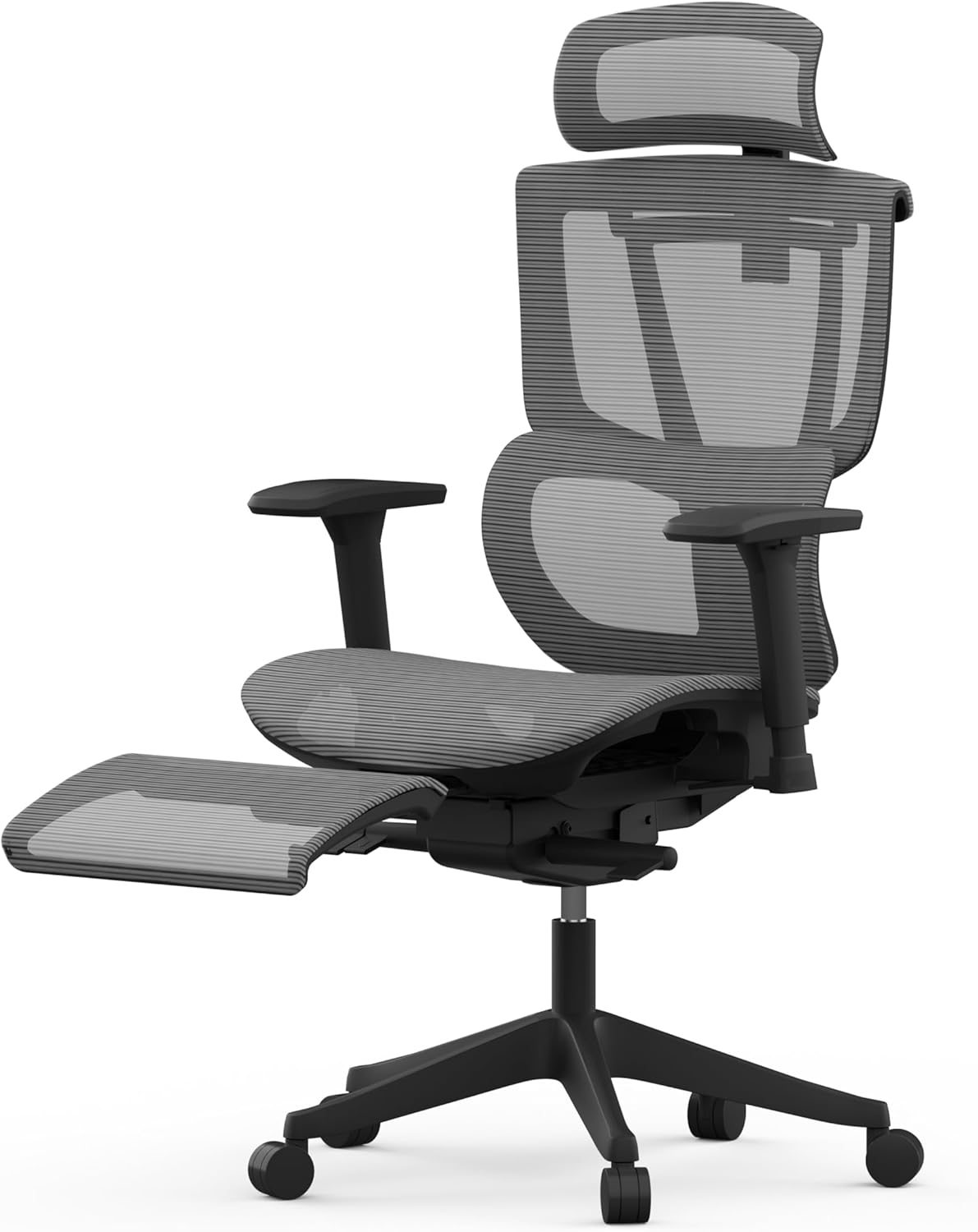 FLEXISPOT C7 Ergonomic Office Chair Adjustable Height Swivel Features Headrest Armrests Lumbar Support Smooth Wheels Black Grey Mesh Seat with Footrest Ultimate Choice for Comfort Style