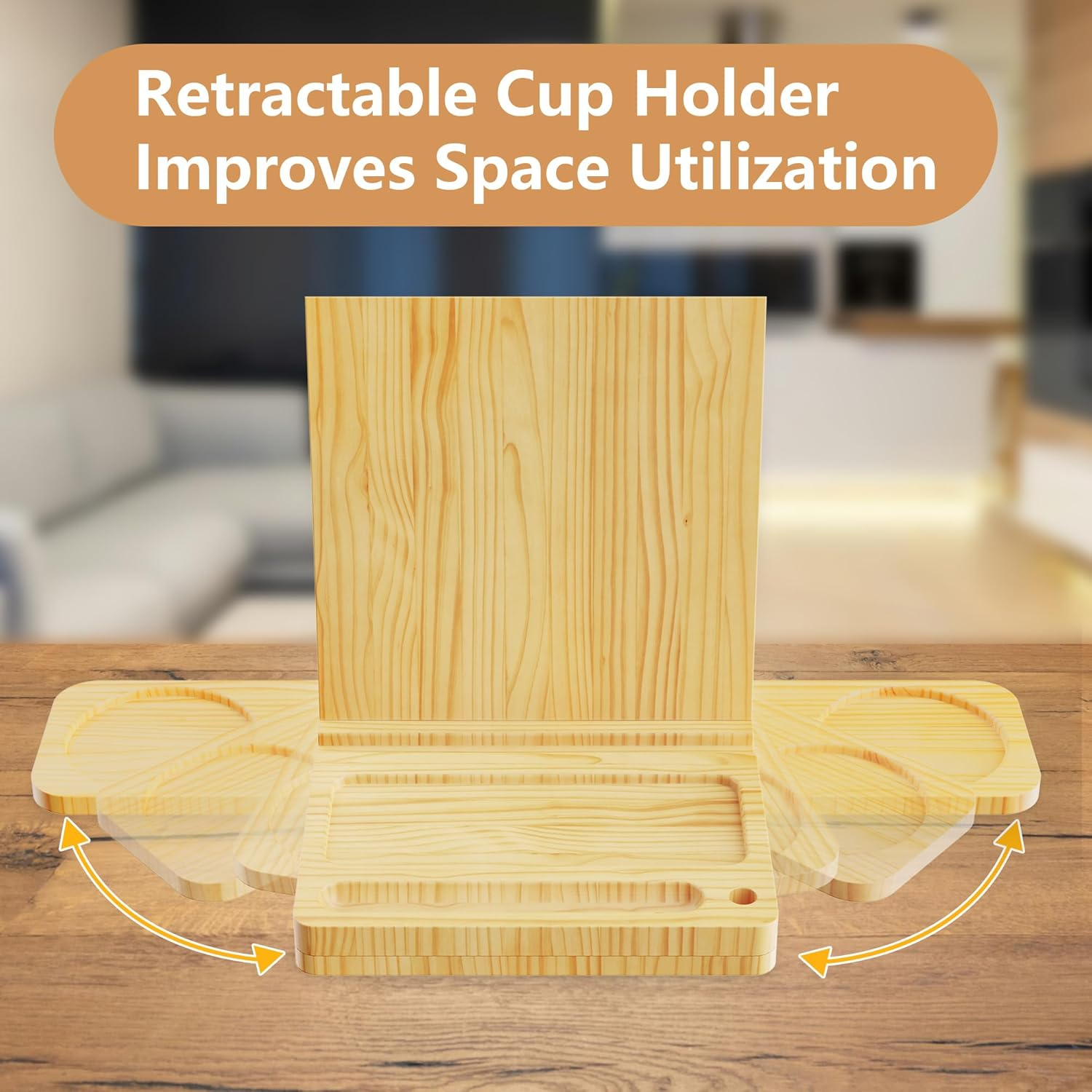 Triangle Book Holder Stand, Wooden Book Nook Reading Valet, Book Rest with Cup, Glasses & Pen Holder, YITOBA Book Display Stand for Reading in Bed, Coffee and Book Lovers (Yellow) image number 6