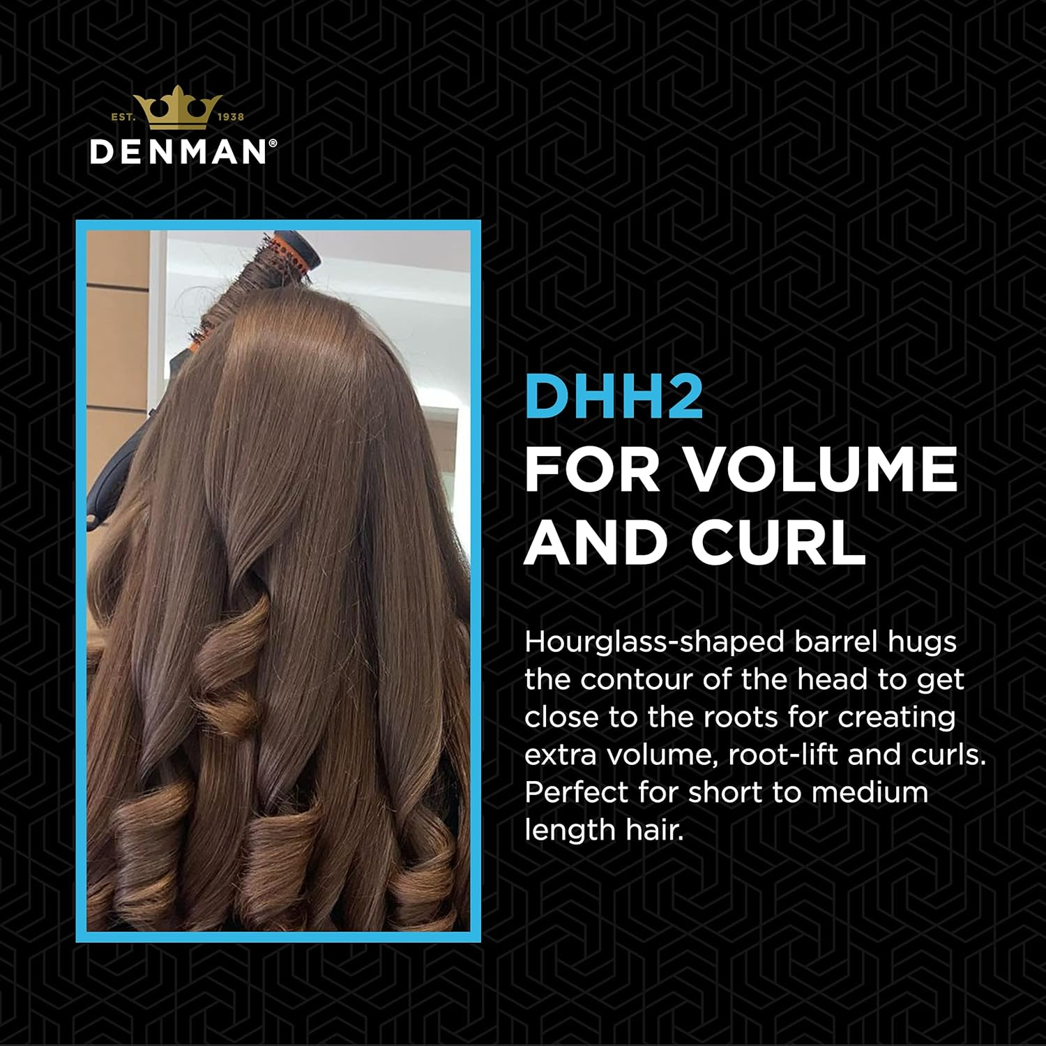 Denman (Small) Thermo Ceramic Hourglass Hot Curl Brush - Hair Curling Brush for Blow-Drying, Straightening, Defined Curls, Volume & Root-Lift - Orange & Black, (DHH2) image number 1