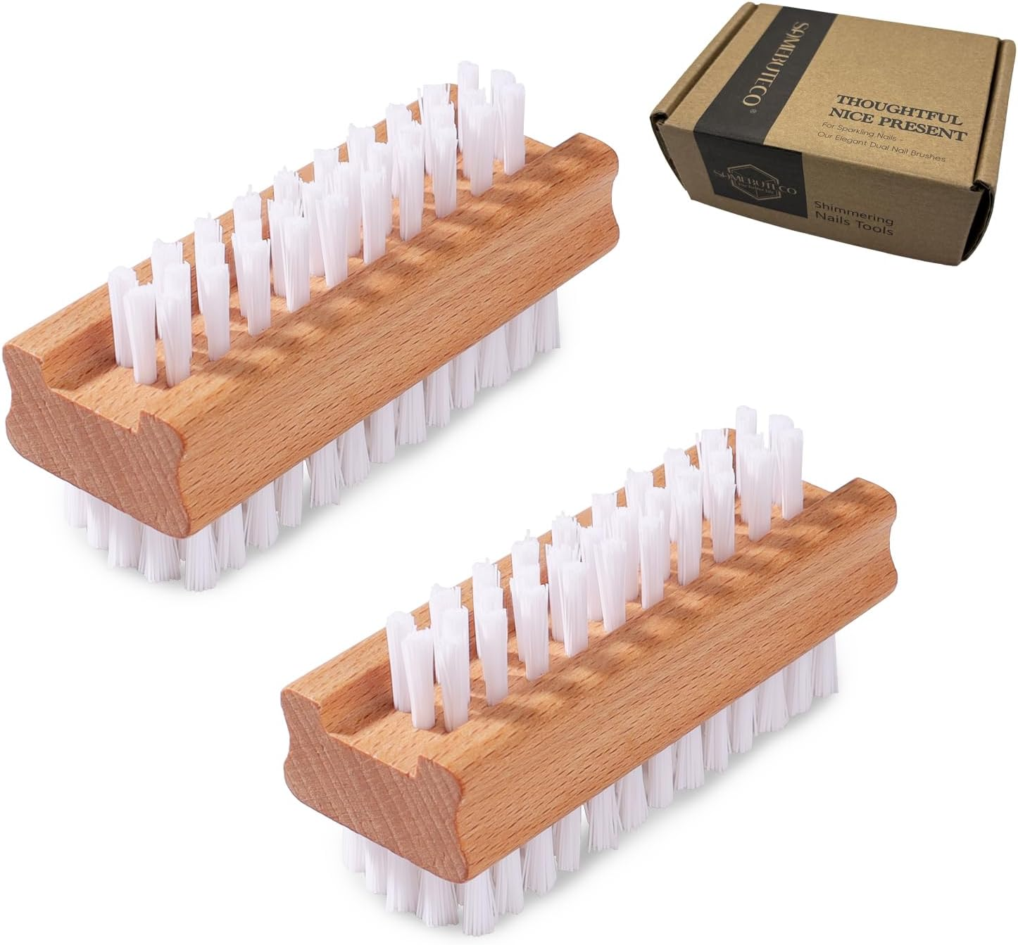 Wood Nail Clean Brush Two-Side Nail Brush with Stiff Bristle Deep Clean under Nails Fingernails for Nail Art and Industrial Repair Job Included Automotive Works Nail Brush 2 Packs image number 1