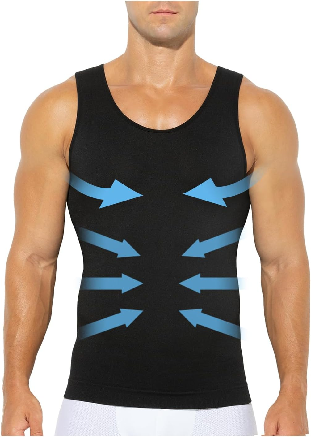 Arjen Kroos Men'S Slimming Body Shaper Vest Compression Tank Top to Hide Gynecomastia Moobs