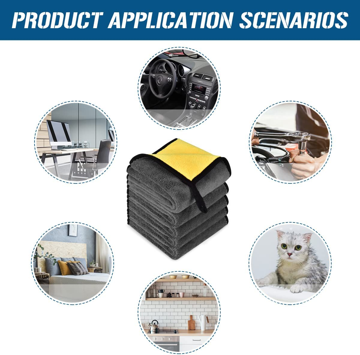 Microfiber Towel 5 Pack, Super Absorbent Drying Microfiber Cleaning Cloth for Car, House, Kitchen, Window image number 2