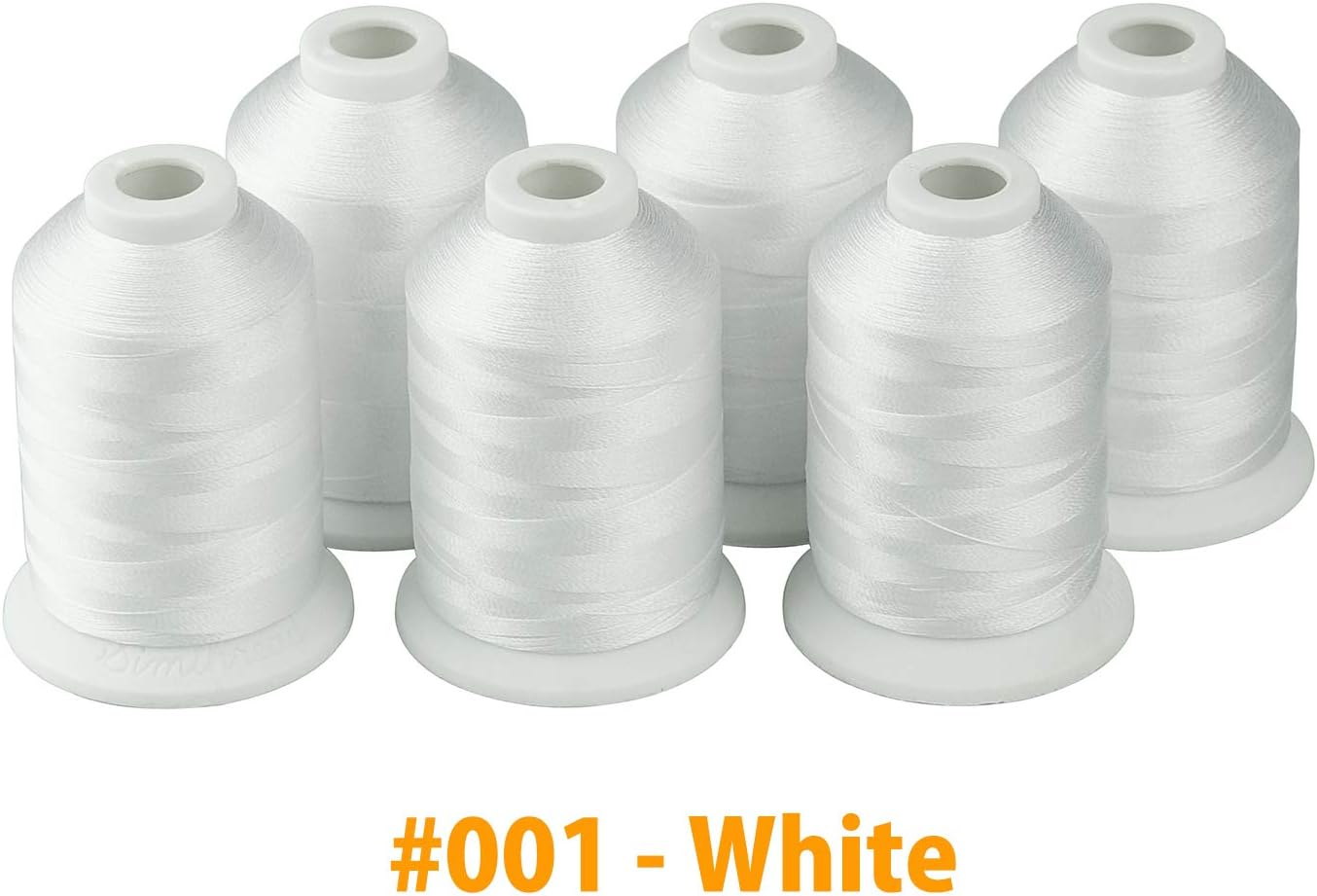Simthread Polyester Embroidery Thread Black and White Colors for Embroidery and Sewing Machines (6 White) image number 3