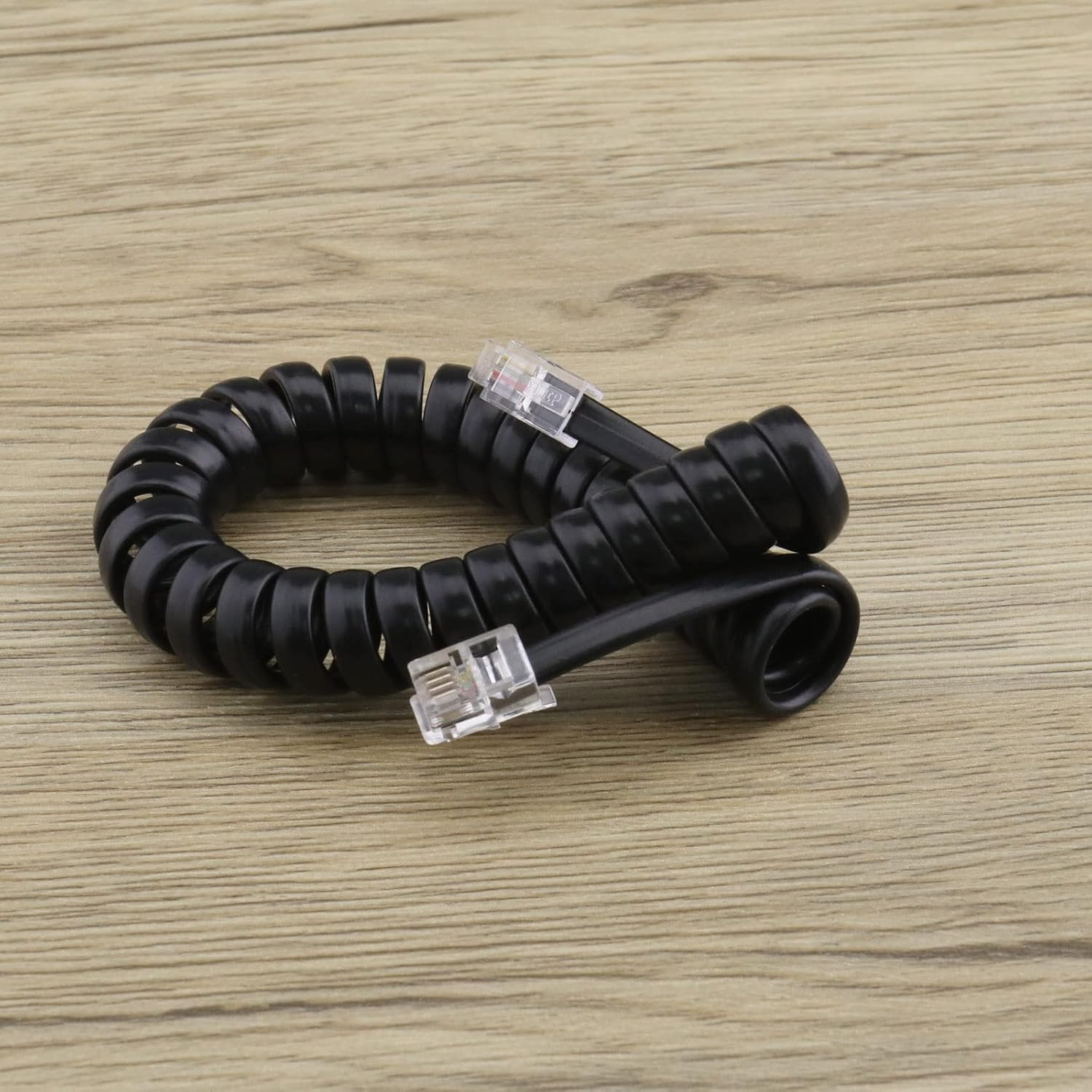 SING F LTD 4Pcs Phone Handset Cord Replacement Black Coiled Telephone Phone Handset Cable PVC Telephone Accessories 1.5 Meters Black image number 6