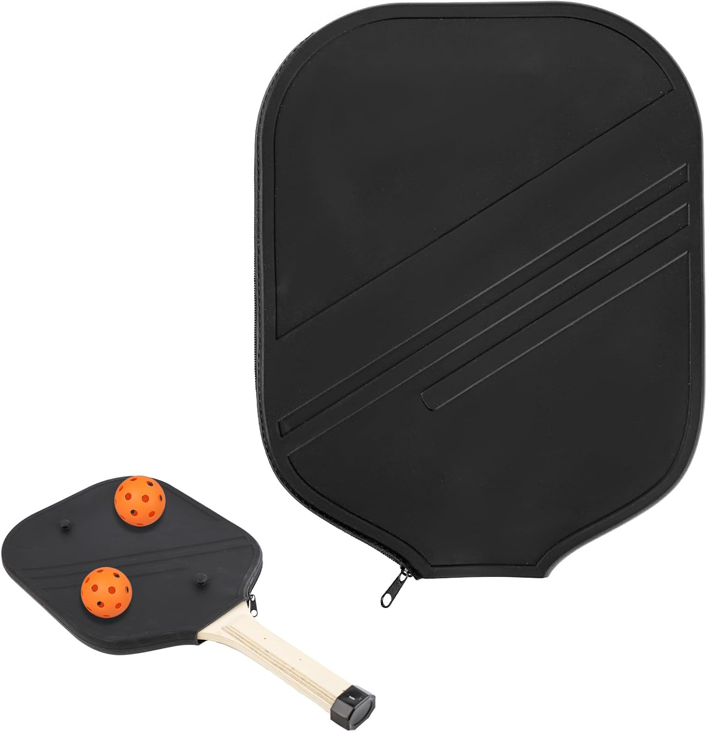 Pickleball Racquet Cover, 10.63X8.27 Inch Universal Silicone Pickleball Racket Sleeve Paddle Storage Bag Pickleball Racket Case for Most USAPA Standard & Lengthened Pickleball Racquet (Black) image number 1