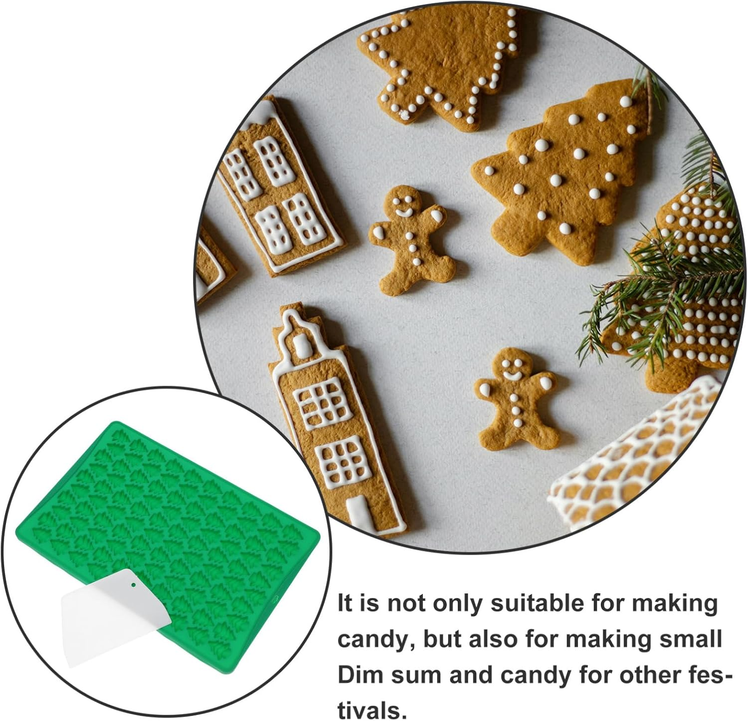 PRETYZOOM 100-Grid Christmas Tree Fondant Mold Style Silicone Baking Mold for Cookies Cupcakes Candy Alternative image number 1