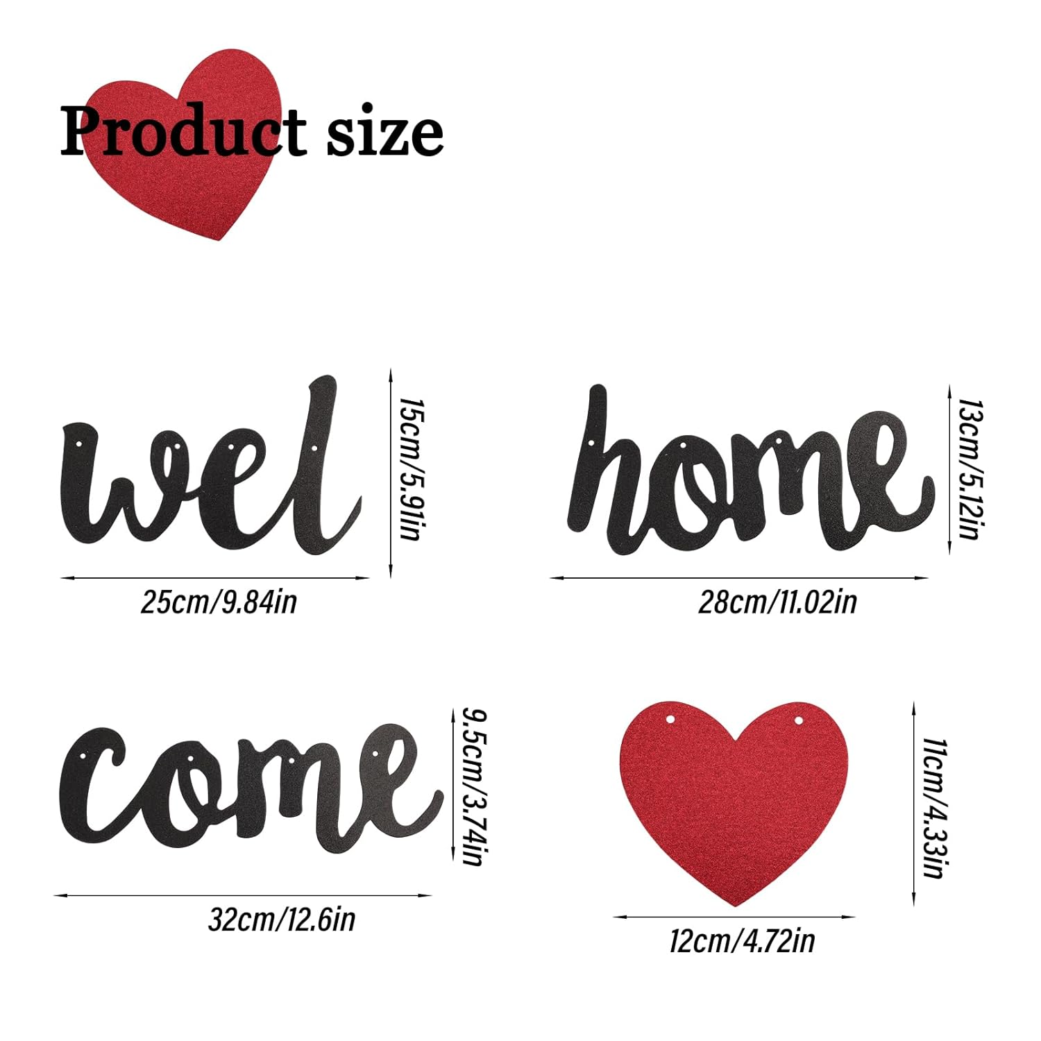 Viiotu Welcome Home Banner, Welcome Home Banners Flag, Glitter Bunting Backdrop with Shiny Powder, Welcome Rope & Easy Assembly for Home Decor, Housewarming, Military Homecomings, Family Celebrations (Black+Red) image number 4