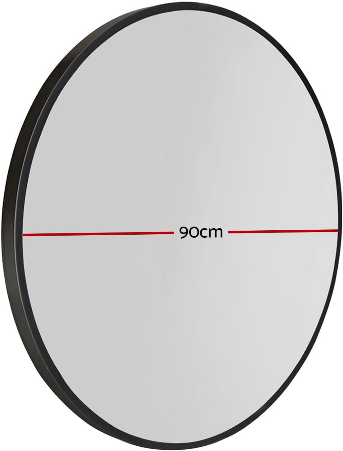 Embellir Wall Mirror, 90Cm Metal Frame Vanity Shower Bathroom Make up Mirrors Wall-Mounted Decorative Hanging Room Decor for Home Bedroom Hallway, Oval Silver Coated Modern Circle Black