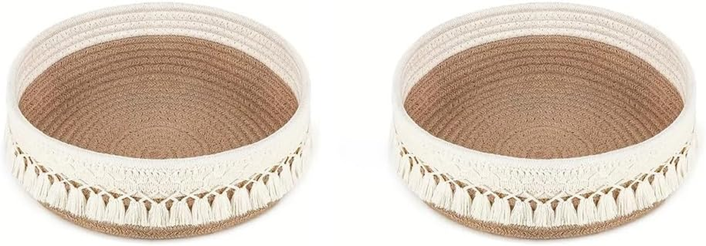 2 Pack. Cotton Rope Woven Basket. Bohemian Style Decoration. for Shelves/Towels/Storage Boxes/Bathrooms.