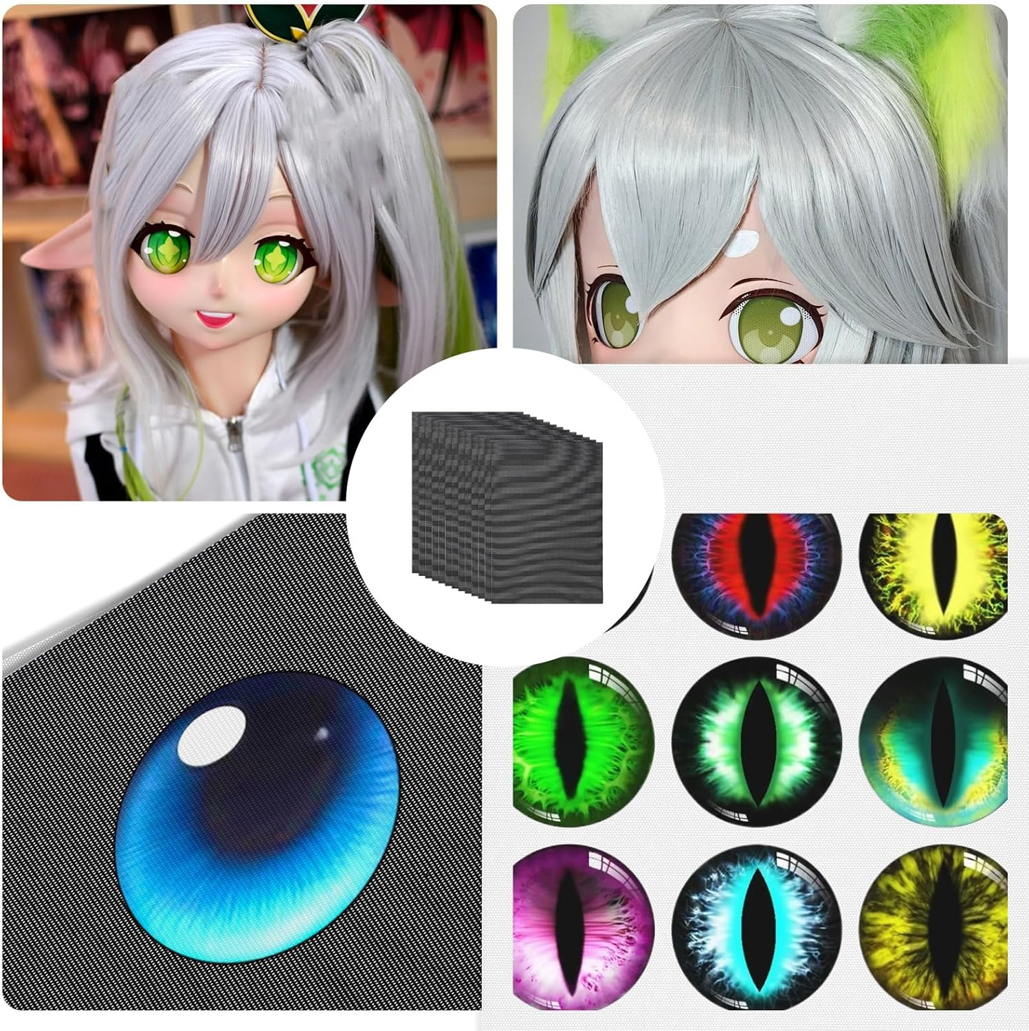 12 Pcs Eye Mesh Waterproof PVC Fursuit Eye Mesh for Cosplay and Therian Masks, 30 X 20 Cm Plastic Canvas for Cat Mask and Fursuit Crafting (Black) image number 5