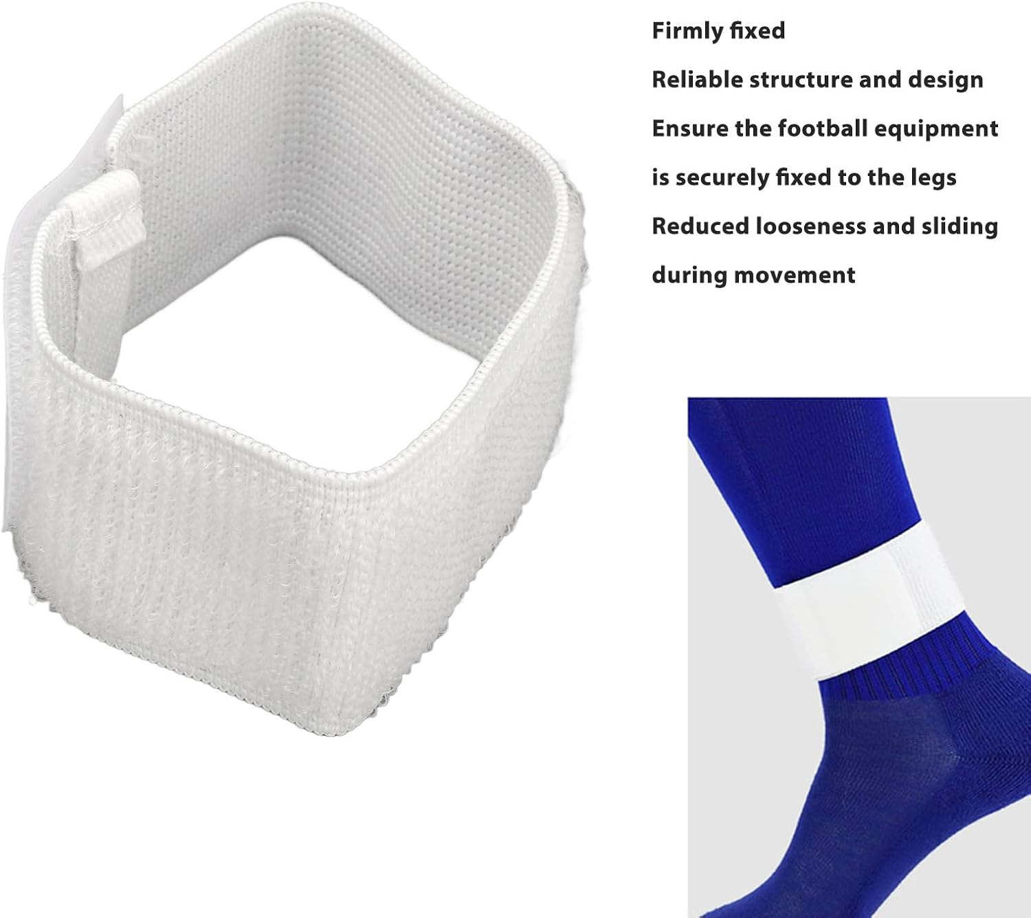 1 Pair Soccer Shin Guards Straps, anti Slip Sports Football Legging, Shin Fixed Straps for Adult Youth Children Football Equipment, Adjustable Leg Bandage Nylon Material - White image number 6
