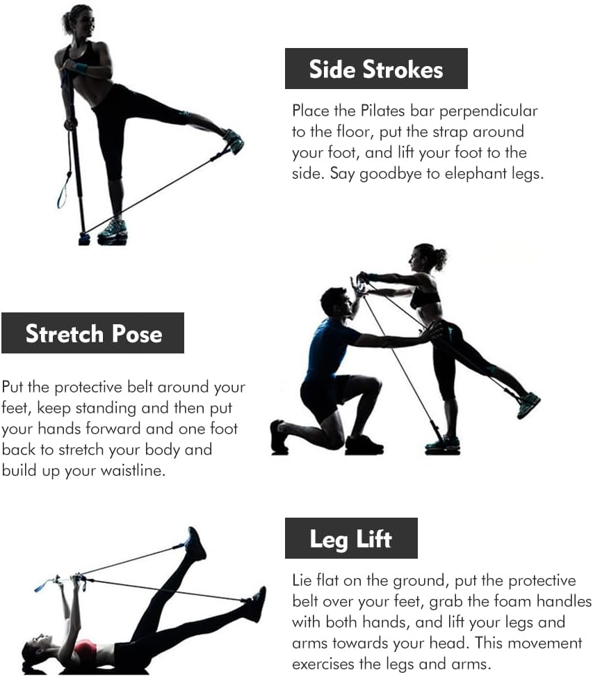 Pilates Bar Kit with Resistance Bands,Home Gym, Workout Kit for Body Toning, Multifunctional Pilates Bar for Women & Men,Yoga Fitness,Workout Equipment for Legs, Hip, Waist image number 5