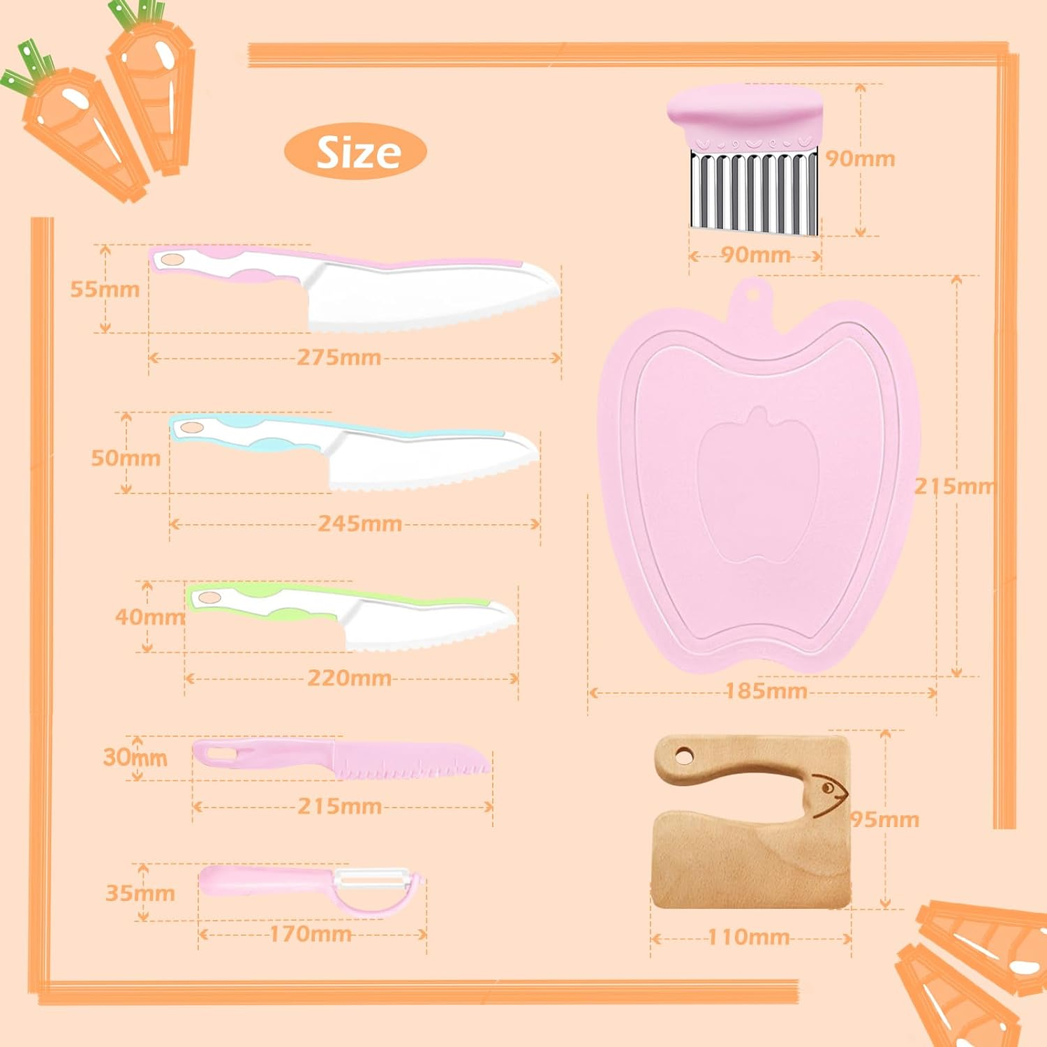 8 Pieces Kids Cooking Cutter Set,Joogee Toddler Kitchen Cutter Set for Chopper, Cutting Fruit and Vegetable