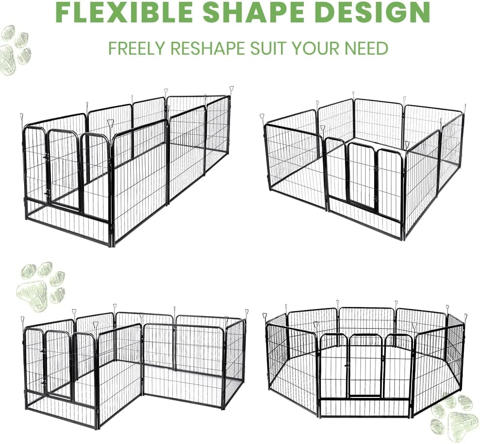 Taily Dog Playpen 8 Panel Pet Cage Puppy Pen Enclosure Fence Exercise Foldable Metal Play Yard 60CM image number 6