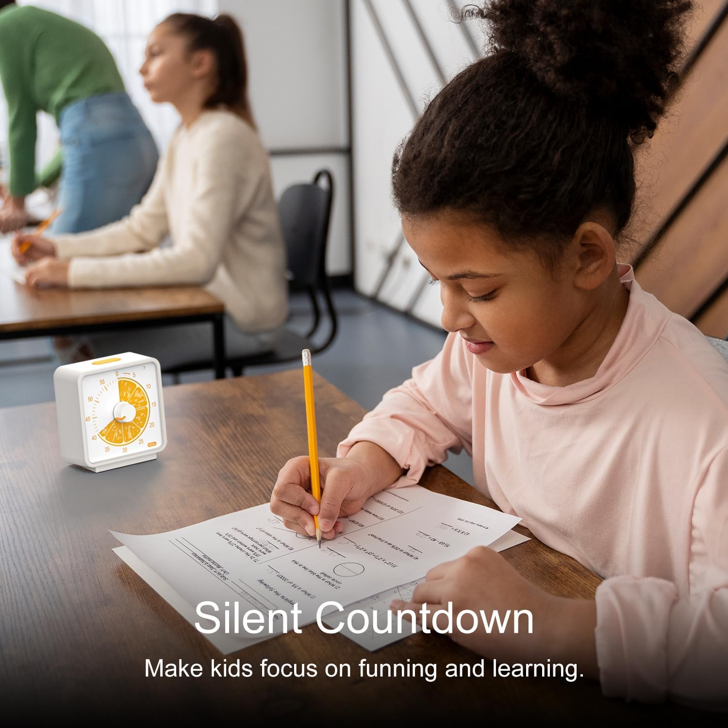60 Minute Visual Timer for Kids, Countdown Timer for Classroom & Kitchen, Desk Timer for Study, Time Manager Tool for Kids with Fruit Pattern (Orange) image number 1