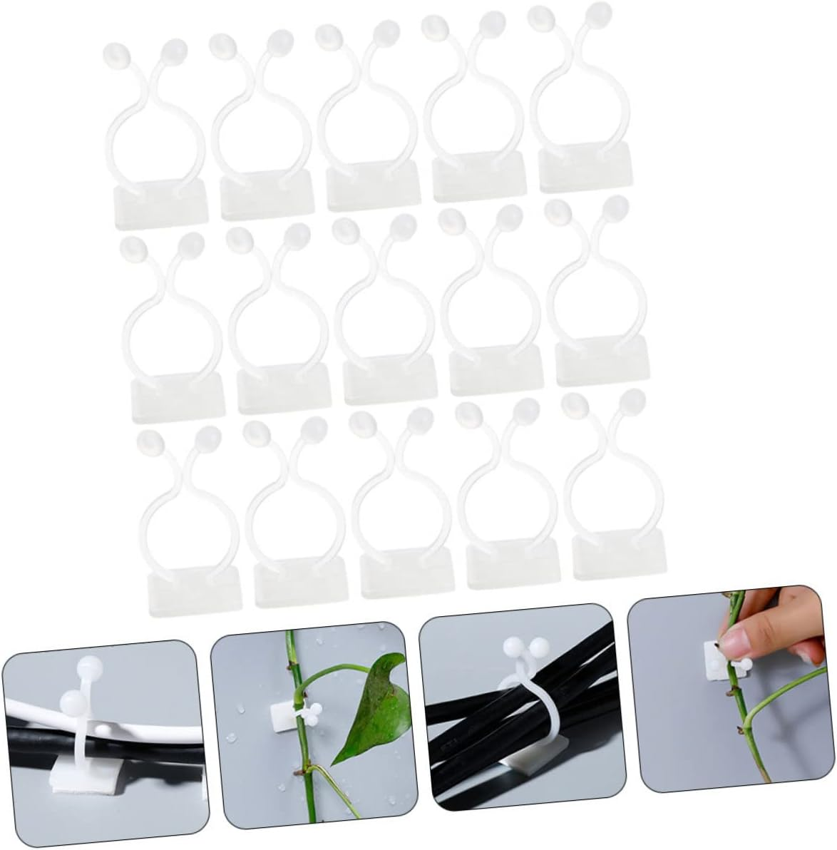 50Pcs Self-Adhesive Hooks Plant Wall Clips Indoor Plant Fixing Clips for Gardening image number 3
