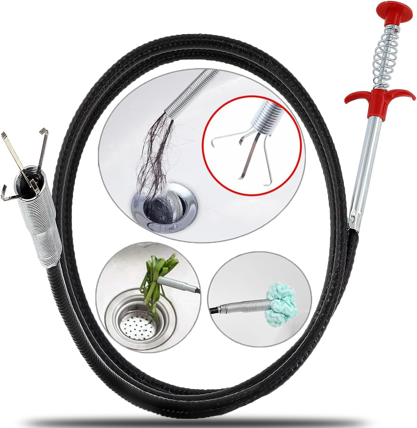 79 Inch Drain Snake Grabber Pick up Reacher Tool，Sink Snake for Sewer Kitchen Sink Bathroom Tub Toilet Clogged Drains Relief Cleaning Tool, Toilet Snake Drain Clog Remover image number 1