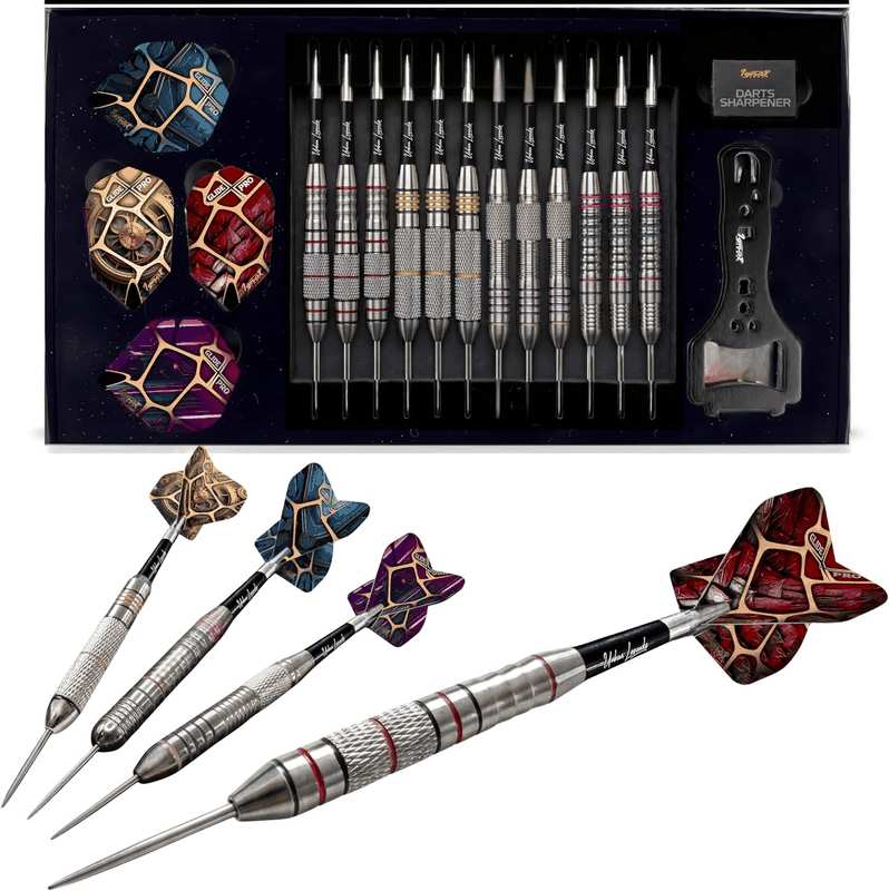 Ignatgames Premium Steel Tip Darts &ndash; 3/6/12 Pack Brass Barrels with Aluminum Shafts, 16 Glidexpro Flight Set, Tool Kit & Giftable Case