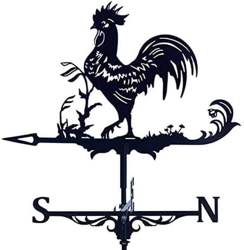 Metal Weather Vane Wind Direction Measuring Instrument Roof Installation Weather Vane Farm Scene Garden Art Deco Accessories (Cock) image number 4