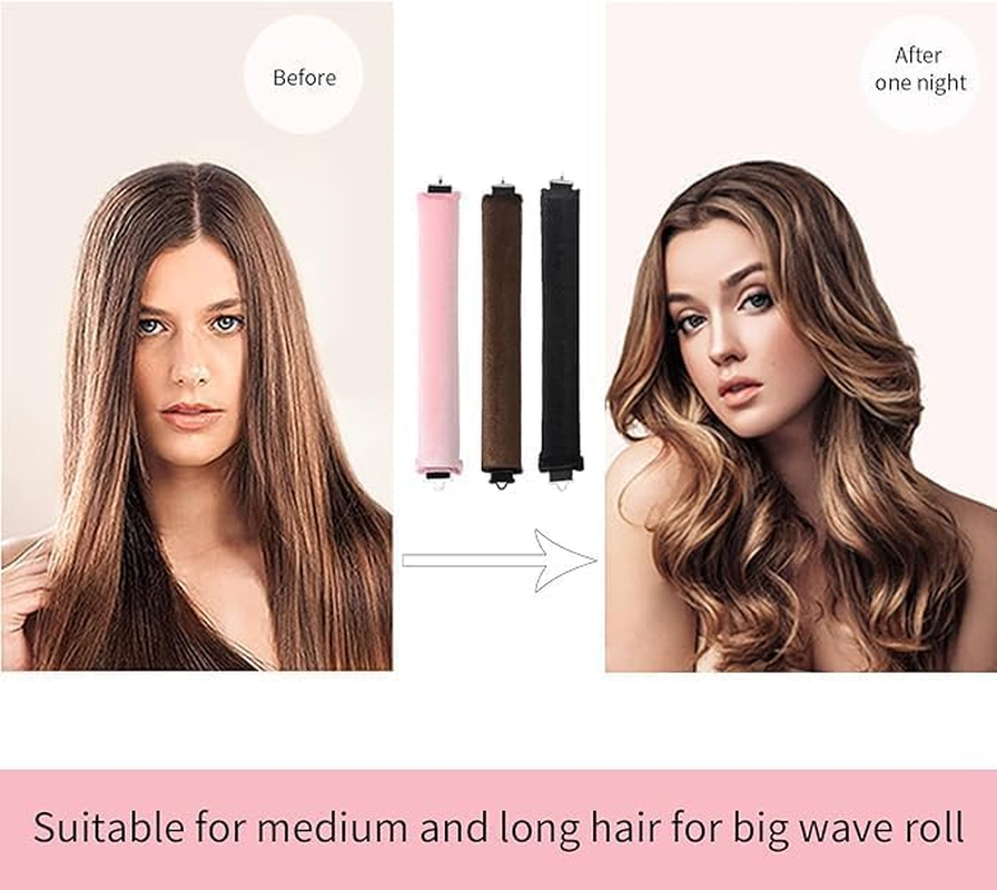 Heatless Hair Curler Overnight Curls Blowout Rods, 3Pcs Heatless Curling Rod Velvet Blowout Rods,No Hot Roller Overnight Blowout,Velvet Heatless Curling No Heat Hair Curler Overnight Curl Blowout Rod