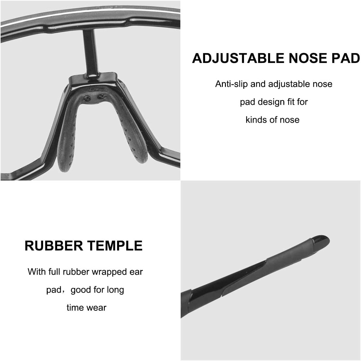 ROCKBROS Photochromic Sunglasses for Men Women Sports Cycling Glasses UV Protection Full Screen Windproof Bike Glasses for Running Fishing Black image number 1