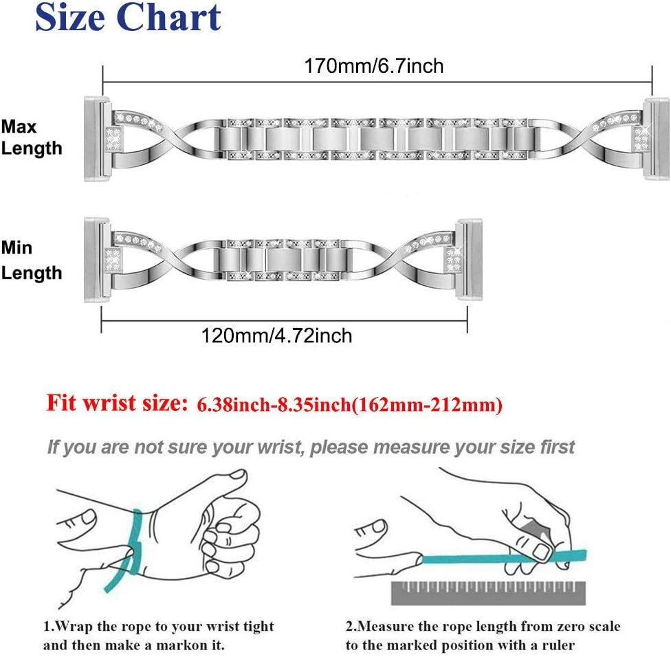 Bling Band Compatible for Fitbit Versa 4 / Versa 3/ Fitbit Sense 2/ Sense Band, Women Metal Replacement Bracelet Jewelry Strap Wristband for Fitbit Versa 4/Versa 3 /Sense 2/Sense Smartwatch image number 1