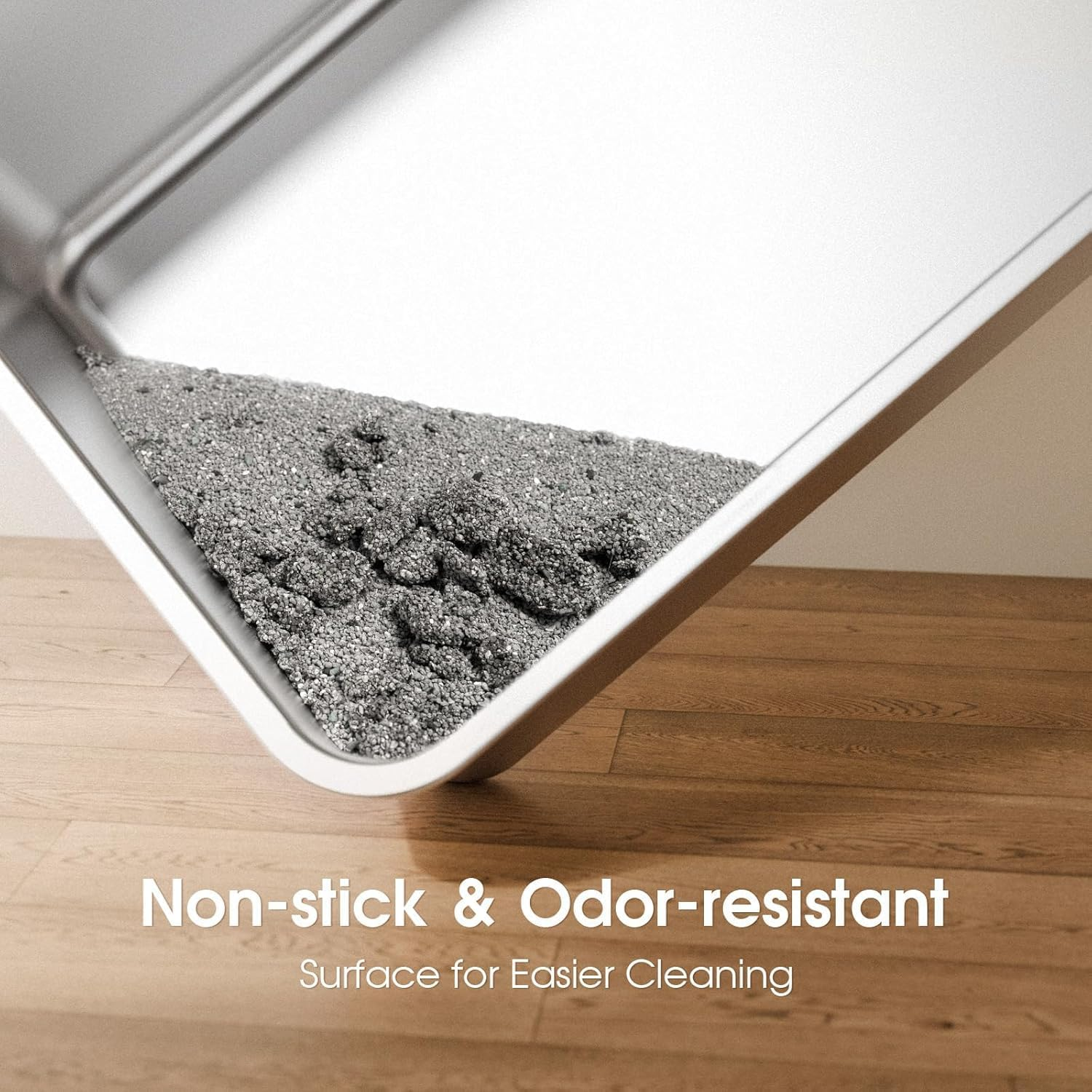 Stainless Steel Cat Litter Box with Lid - Fully Covered Litter Box with anti Leakage High Enclosure - XL Large Non-Stick Metal Enclosed Litter Box - Hooded Litter Pan Easy Clean Lift Cover image number 3