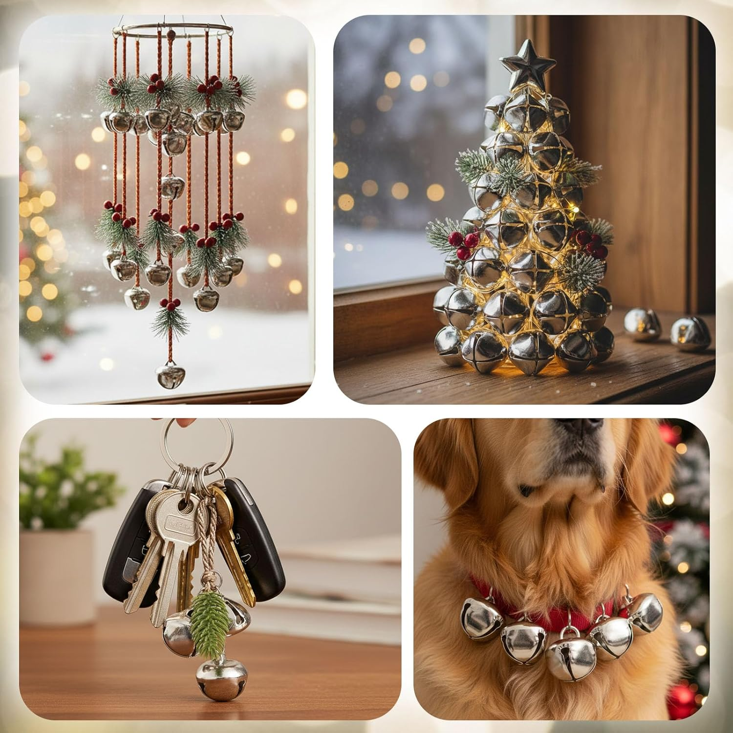 Bigotters Silver Jingle Bells 50 PCS 1 Inch Bulk Christmas DIY Bells for Crafts Gift Decorations image number 2