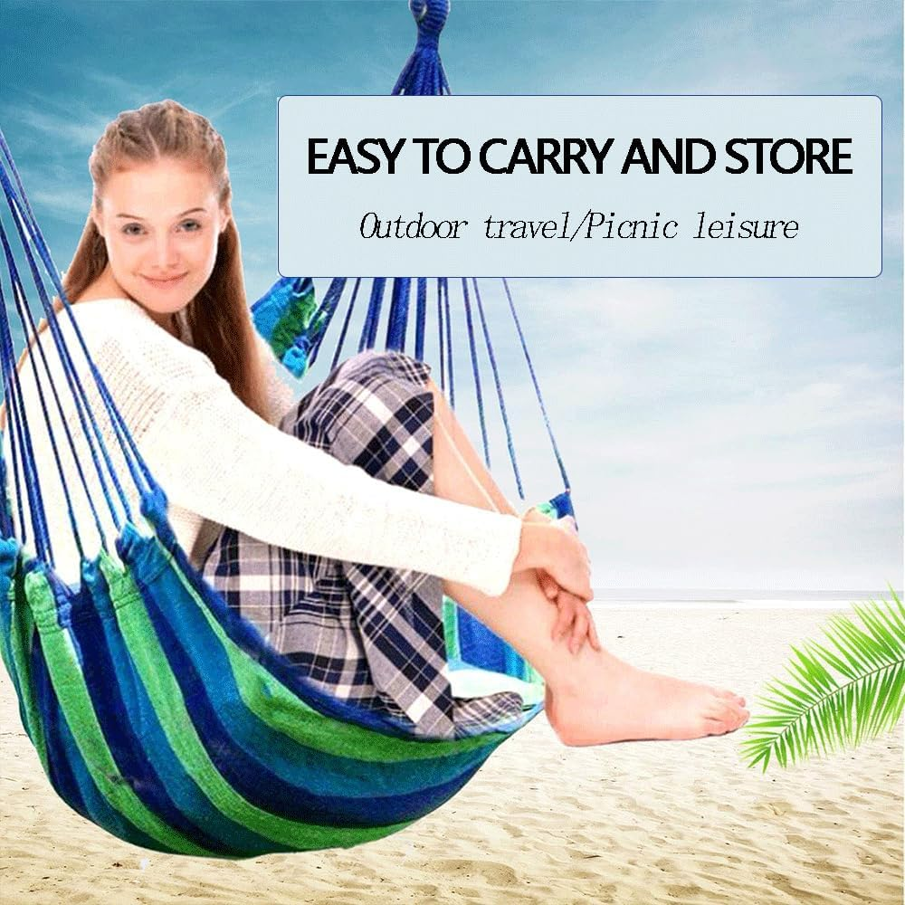 Hammock Chair Swing, 200Kg Capacity Hanging Rope Chair for Indoor & Outdoor, Sturdy Cotton Weave, Perfect for Bedroom, Patio, Porch, and Garden image number 2