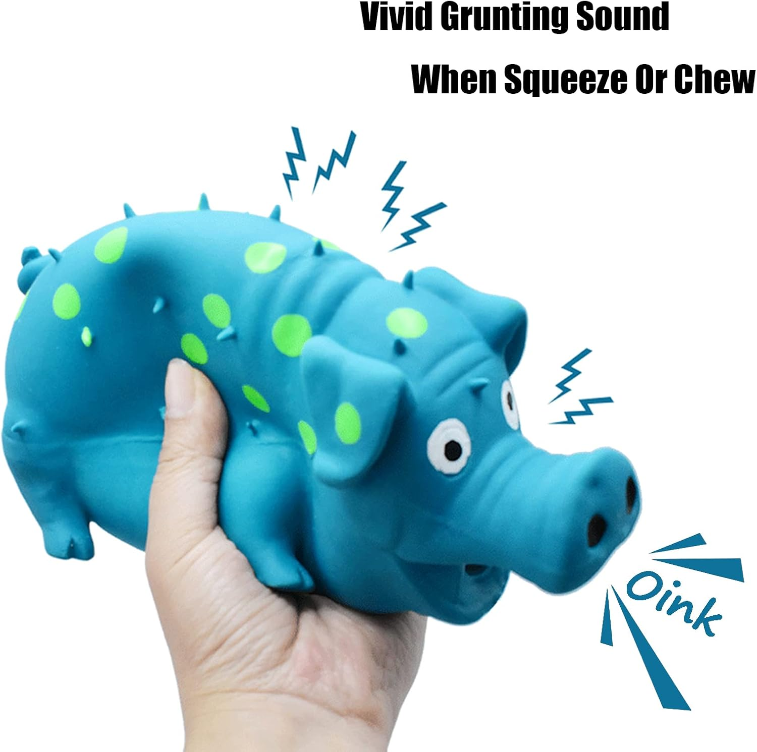 Pig Squeaky Dog Toy, 2 PCS Interactive Rubber Chew Toy - Durable Latex Spot Grunting Toys That Oink for Small Medium Large Dogs (Orange, Blue) - Blue, Purple image number 2