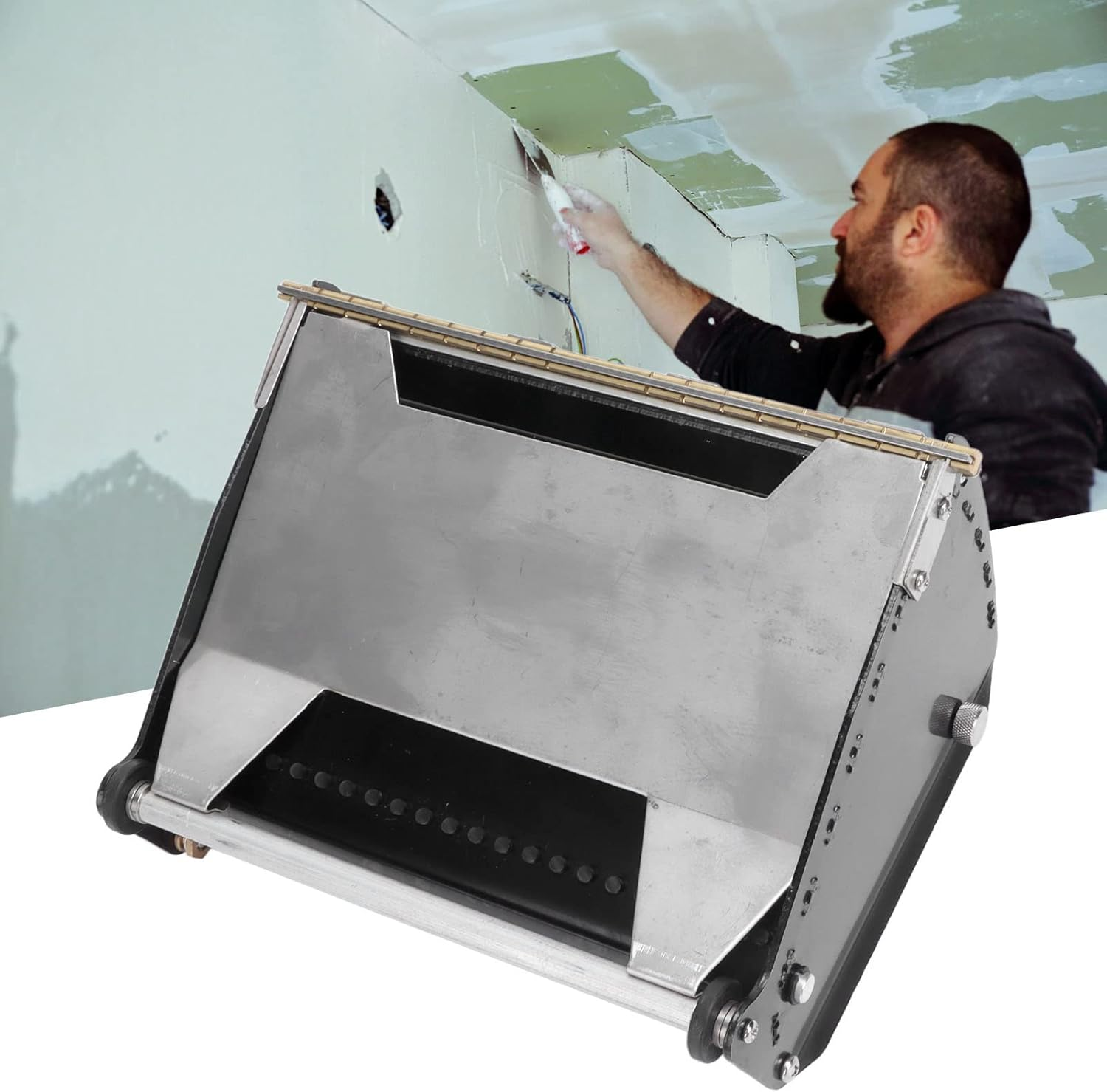 Drywall Flat Finishing Box, Aluminum Alloy Wallboard Mud Compound Putty Powder Finishing Box, Wall Plastering and Scraping Flat Box Tool for Wall Painting (8 Inch) image number 3