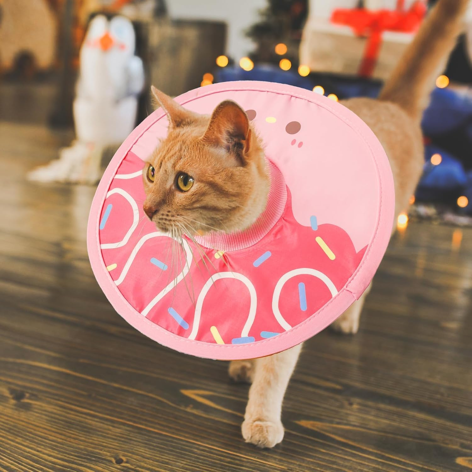 Waterproof Cat Head Cover, Lightweight Cat Head Cover, Donut Cat Recovery Collar, Licking and Scratching Free Head Cover Pet Collar (Pink, M) image number 2
