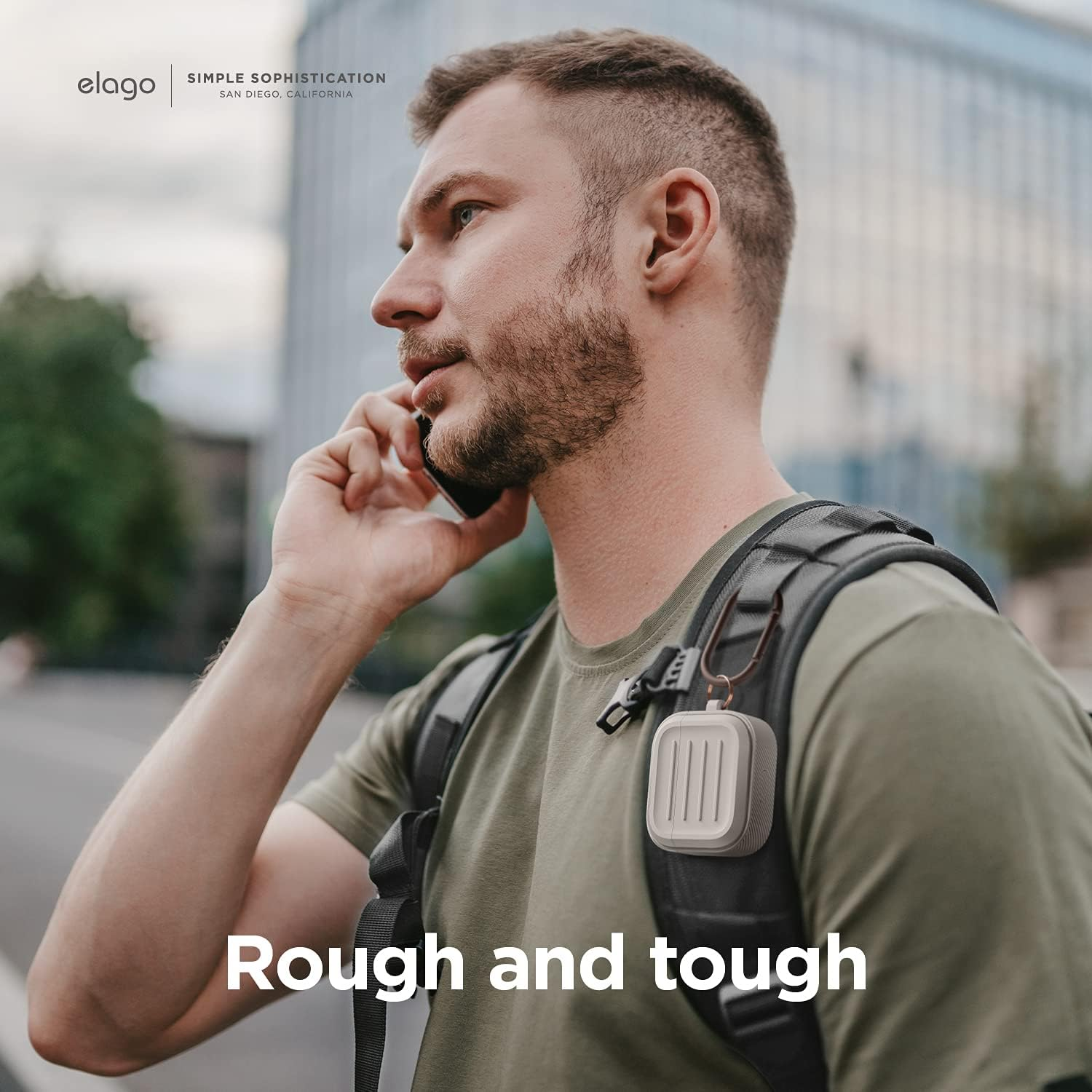 Elago Armor Case with Keychain Compatible with Airpods 3 Case Cover - Supports Wireless Charging, Shock Resistant, Full Protection (Stone) image number 6