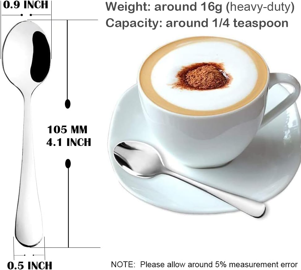 12-Piece Demitasse Espresso Spoons, 4-Inch Premium Quality Stainless Steel Mini Tiny Coffee Teaspoon Small Tea Spoon for Daily Use image number 6