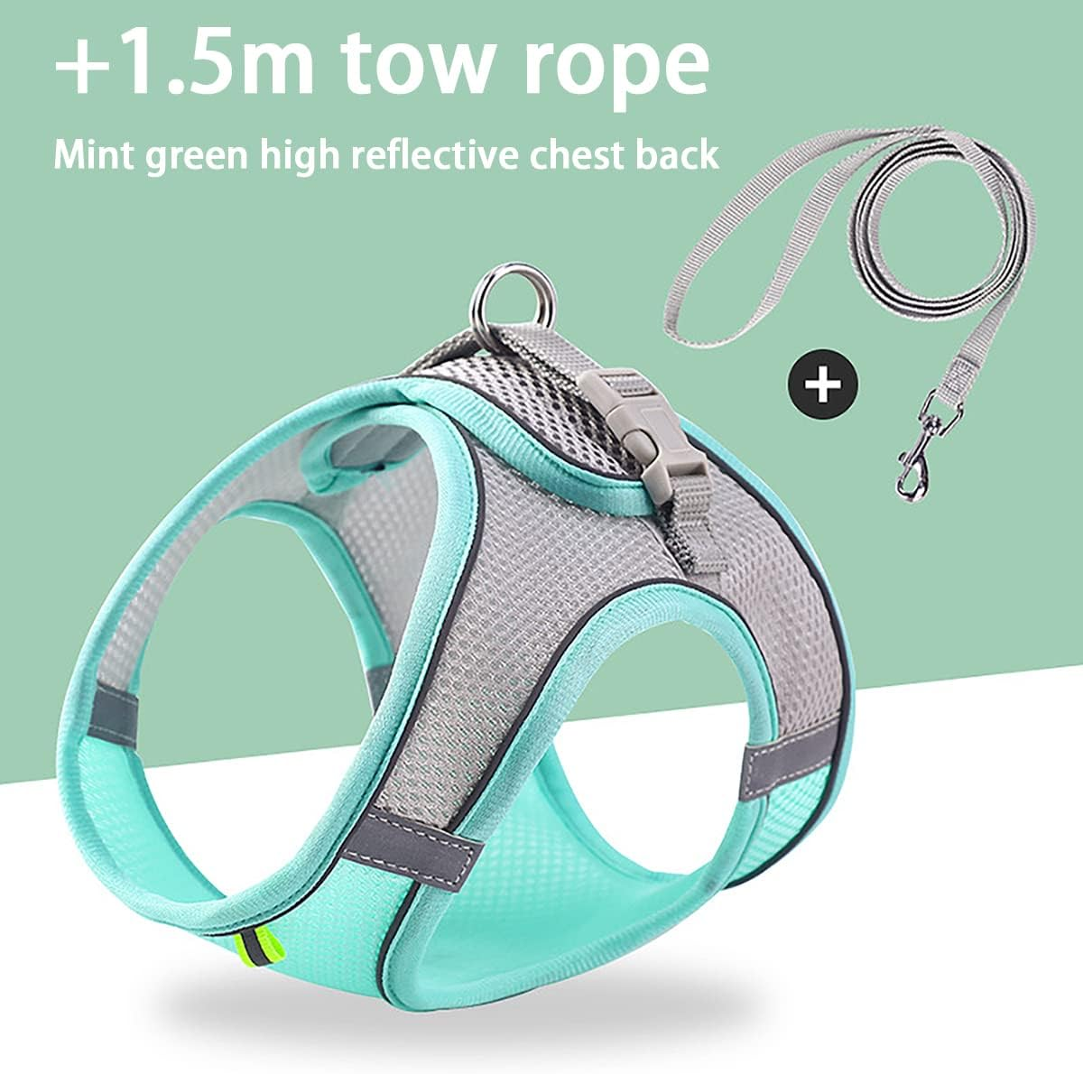 Cat Harness and Lead Set, Breathable Cat Leash with 1.5M/4.9 Ft Traction Rope, Adjustable Escape Proof Soft Cat Vest Harness with Reflective Strip for Walking, Jogging, Outdoor Activity (M) image number 1