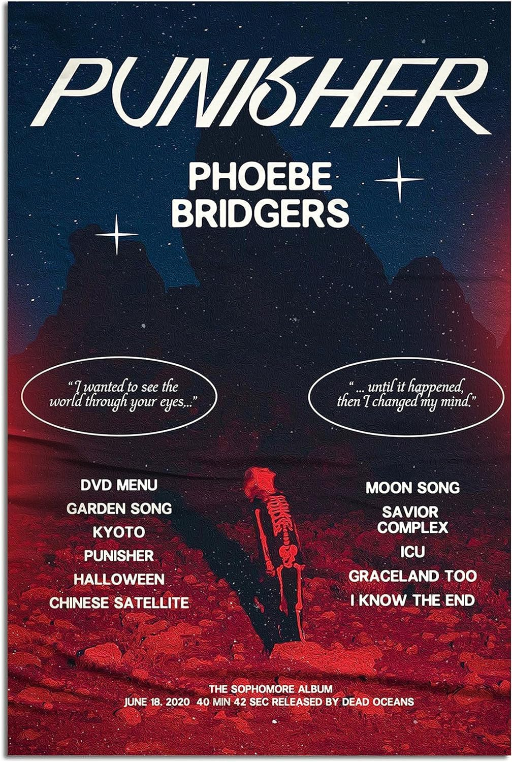 Phoebe Bridgers Poster Album Cover Art Wall Canvas Pictures for Modern Office Decor Vintage Prints 40X60Cm Unframed (G)