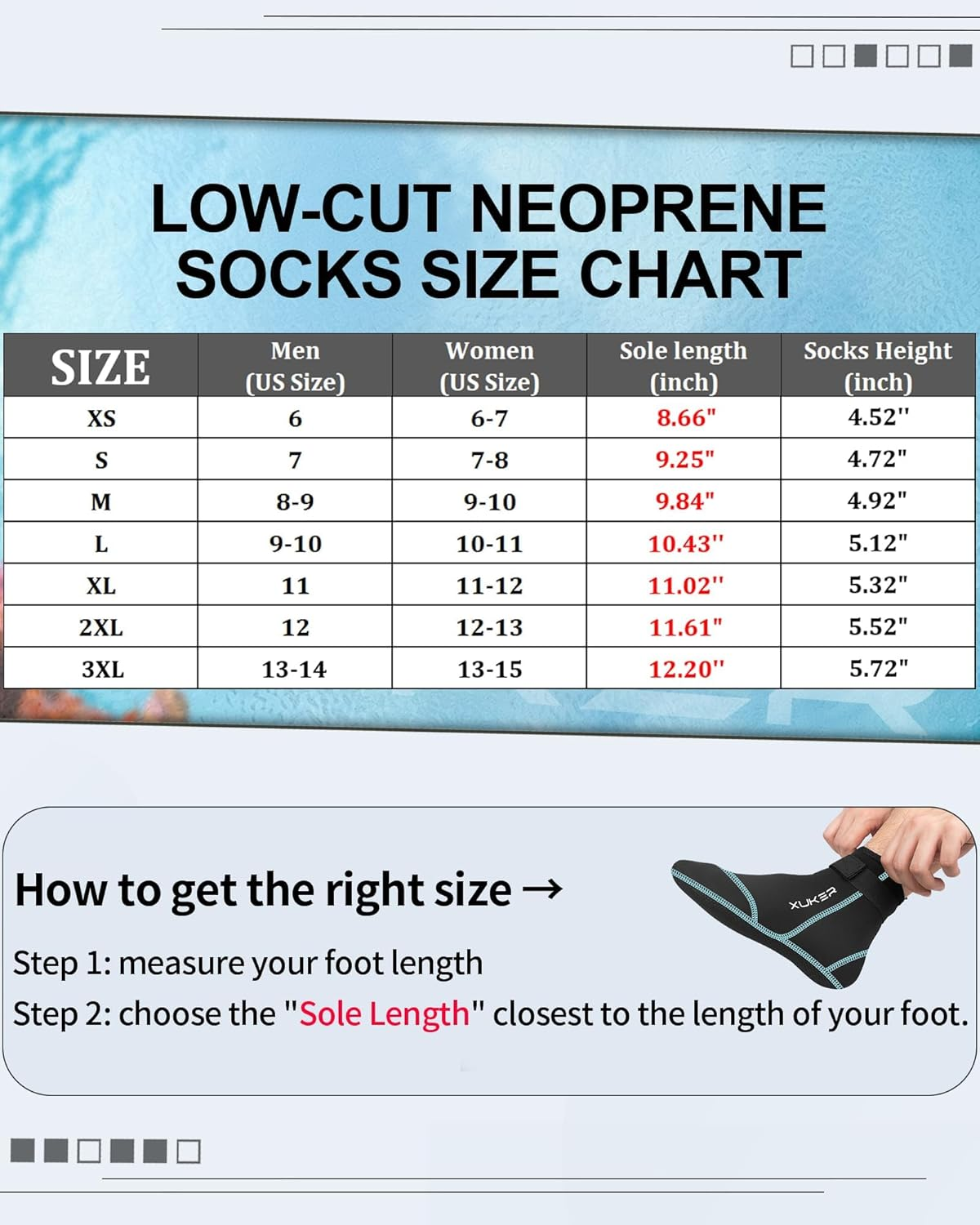 XUKER Neoprene Socks, 3Mm Beach Volleyball Sand Soccer Wetsuit Socks Water Booties for Diving Snorkeling Kayaking Paddling image number 3