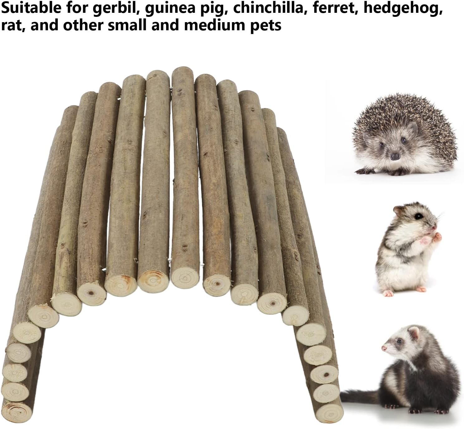 Small Animal Bendy Bridge, Chew Toy Extra Large Safe Exercise Guinea Pig Wooden Tunnel Teeth Cleaning for Chinchilla for Rabbit for Ferret (20 * 30CM) image number 4