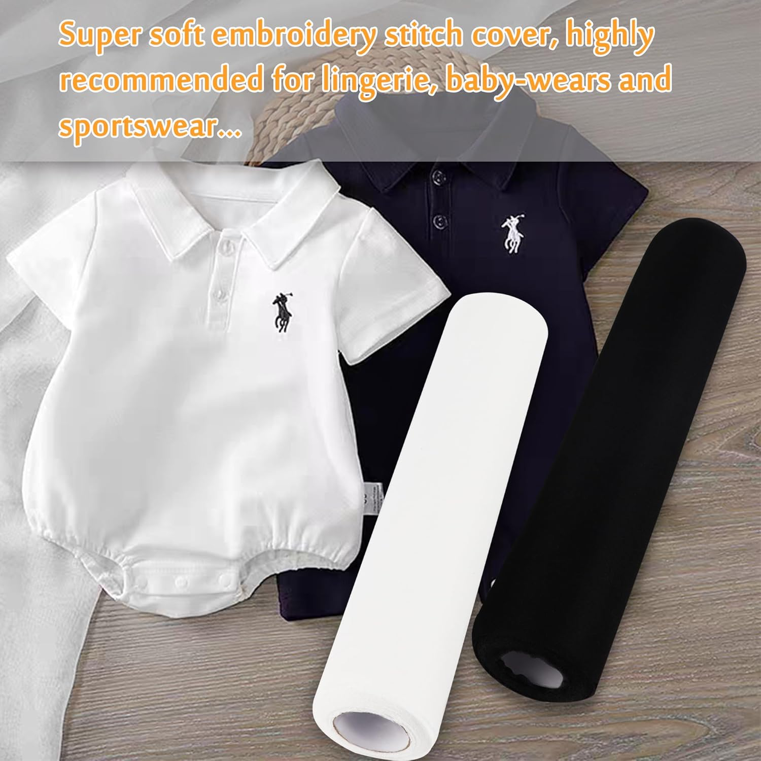 New Brothread Soft & Cozy Embroidery Stitch Cover 12"X10Yd (30.5Cmx9.1Meter) Fusible Light Weight Stabilizer Covering Scratchy Stitches - Black image number 1