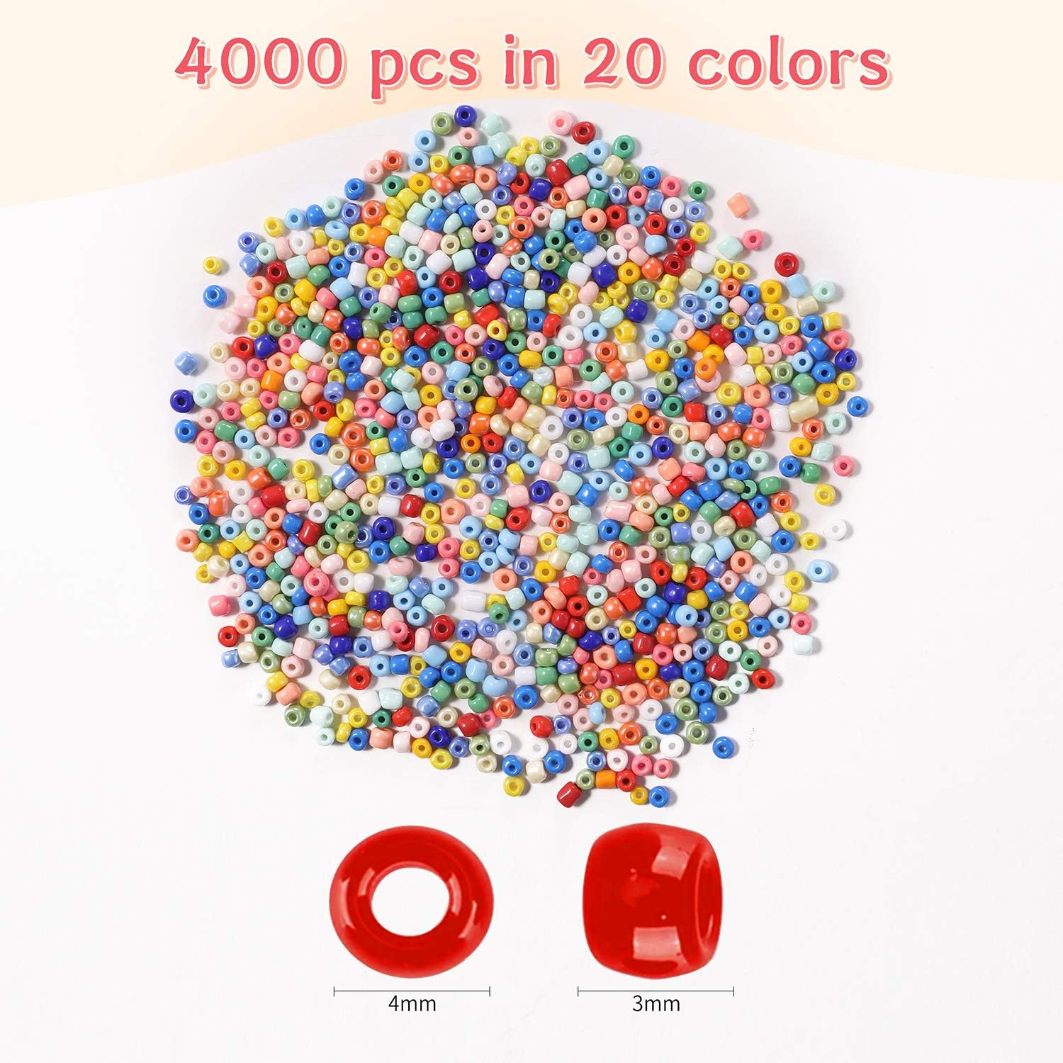 Miss Rabbit Jewelry Making Kit 4 Mm Glass Seed Beads for DIY Bracelet Making Kit for Kids Girls Adults Crafts Alphabet Letter Beads for Friendship Bracelet Elastic String Charms Tassel image number 1