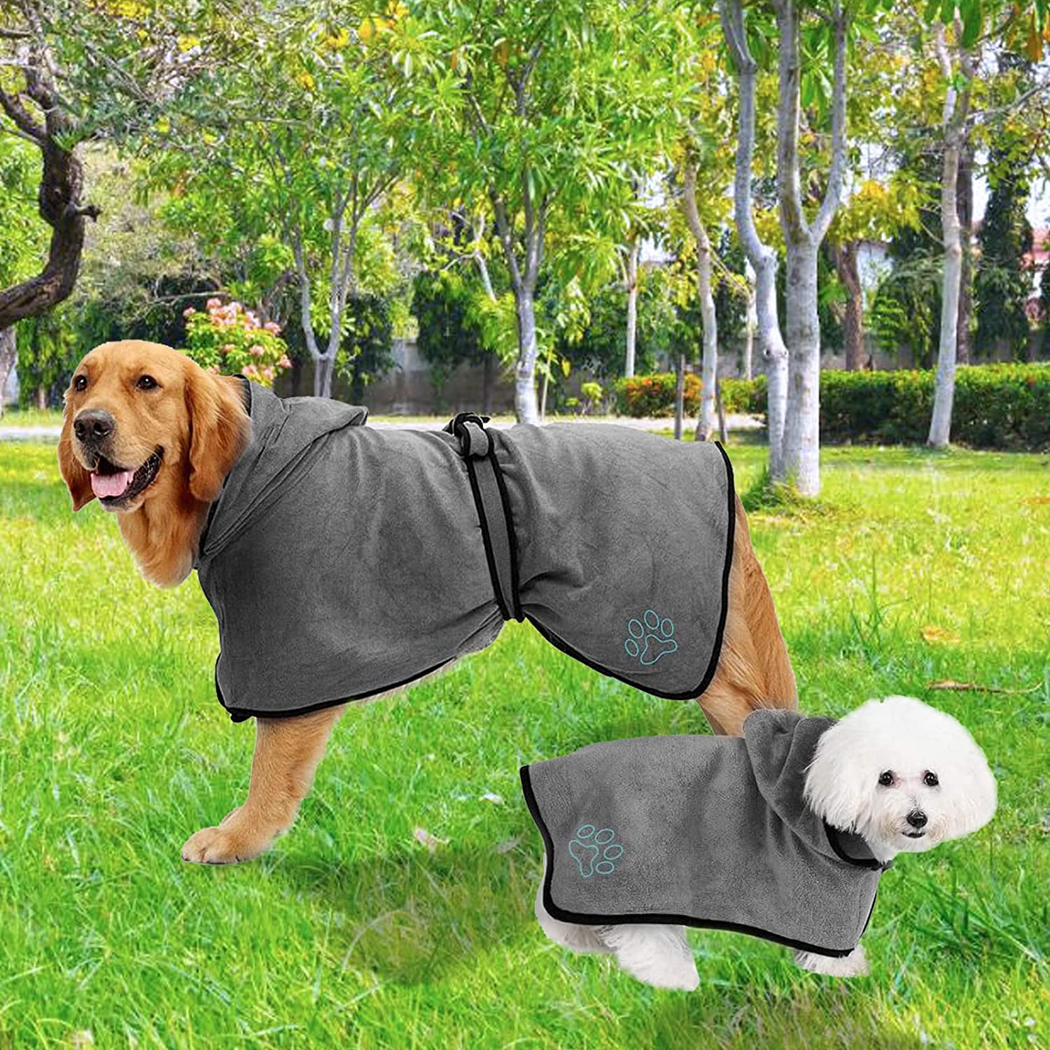 Dog Drying Coat - Dog Bathrobe Towel - Microfibre Material Fast Drying Super Absorbent Dog Cat Pet Bath Robe for Small Medium Large XL Dogs image number 1