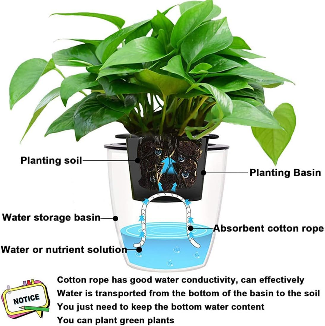 60 Feet Self Watering Capillary Wick Cord, DIY Self-Watering Planter Pot Automatic Water Wicking Hydroponic System Device Auto Seedling Waterer Rope String image number 2