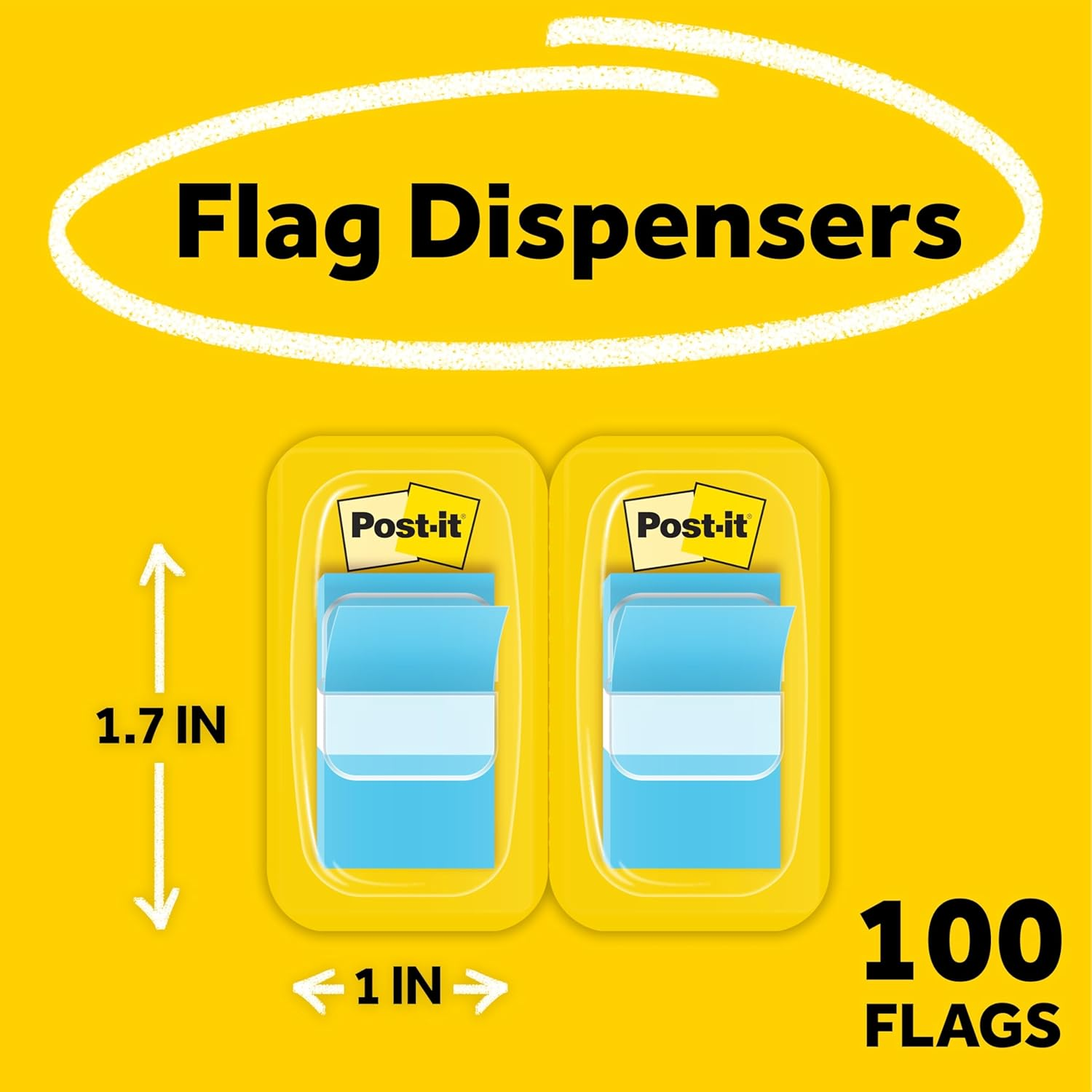 Post-It Standard Page Flags in Dispenser 25.4Mm Wide, Bright Blue 100 Flags, 680-BB2 image number 3