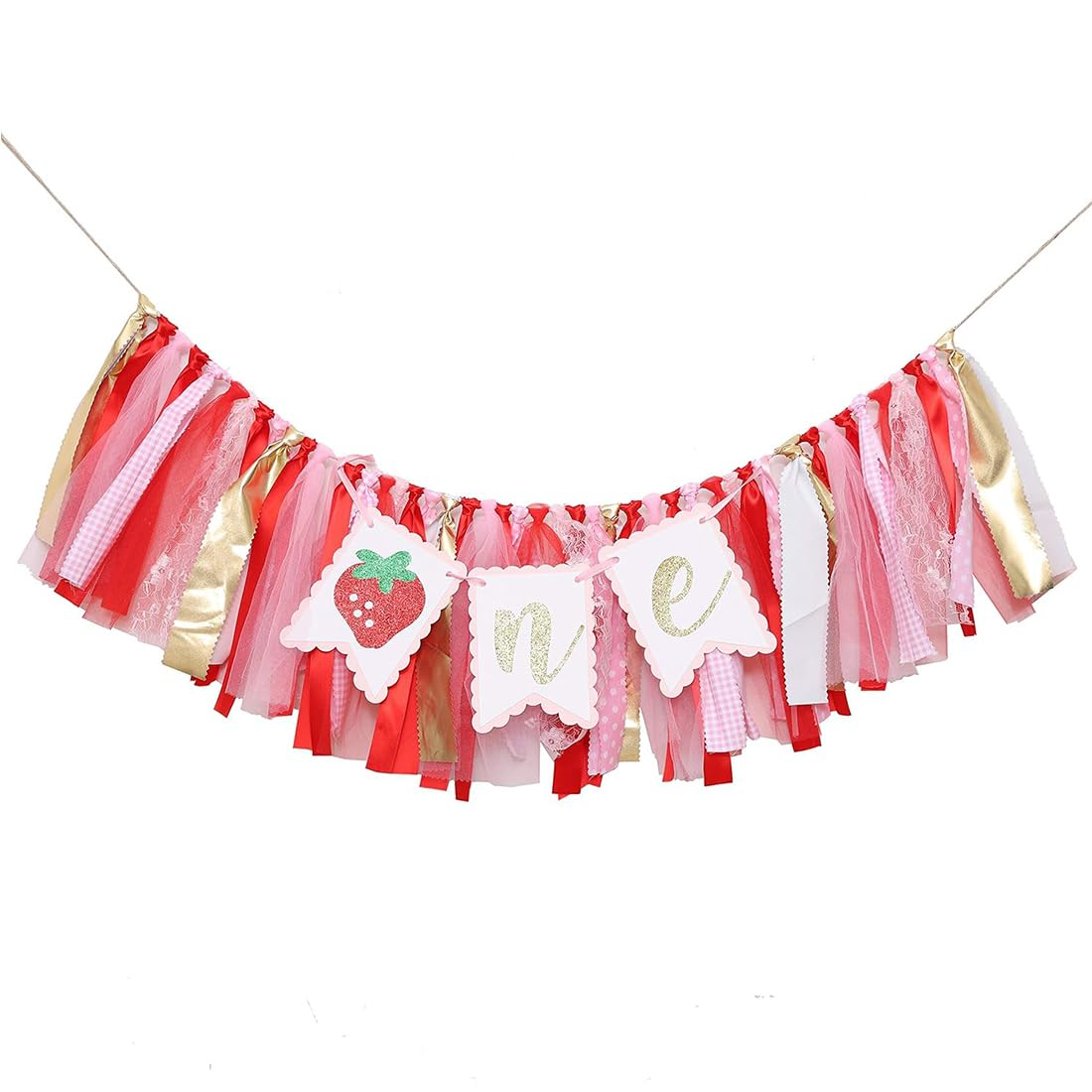 Strawberry High Chair Birthday Banner, Berry Sweet One Birthday Party Decorations, Smash Cake Photo Prop for 1St Birthday, First Birthday Party Supplies Souvenir Gifts for Girls Boys(Red) image number 5