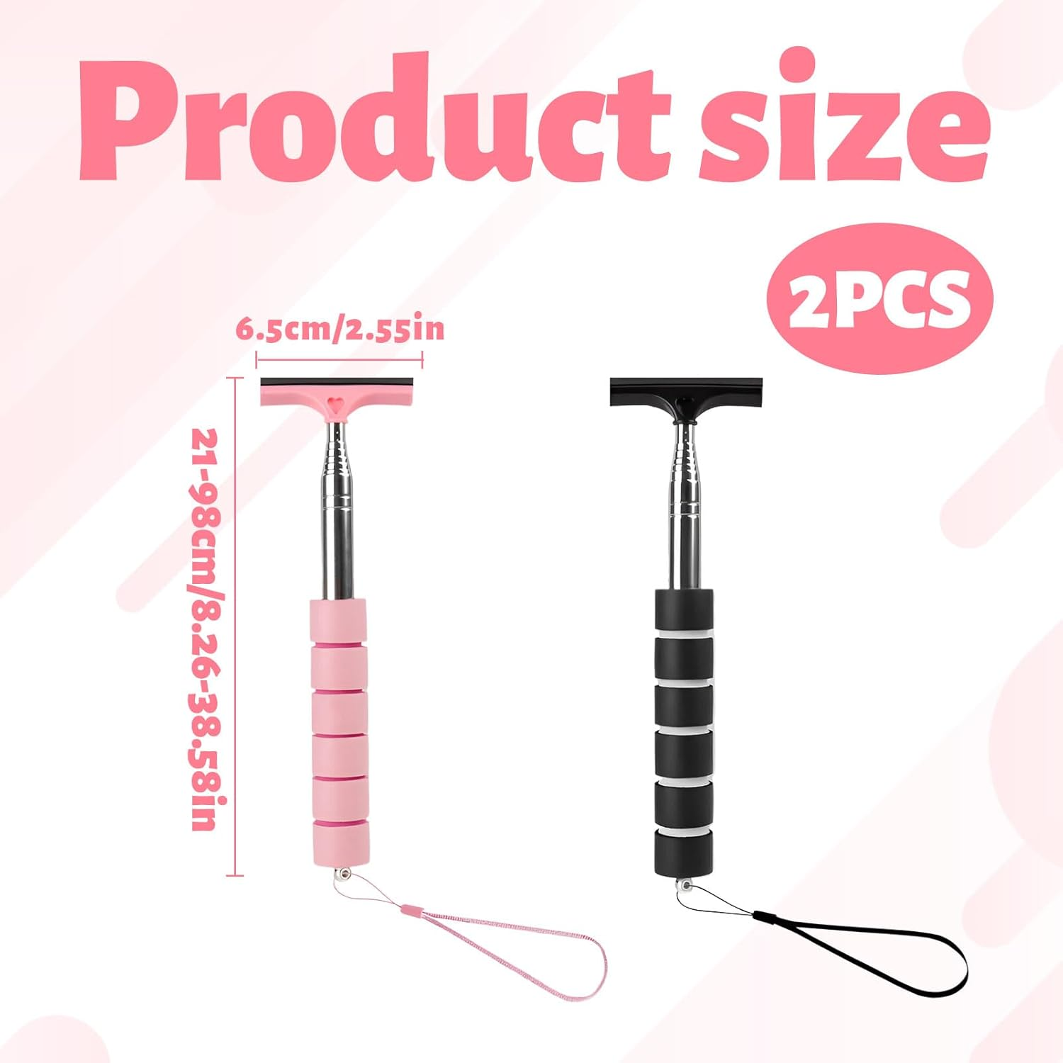 Wing Mirror Squeegee,2 PCS Car Side Mirror Squeegee,Car Rearview Mirror Wiper,Retractable Car Mirror Wiper，Mini Wing Mirror Wiper,Mini Squeegee for Car Windows Car Mirror(Black+Pink) image number 5